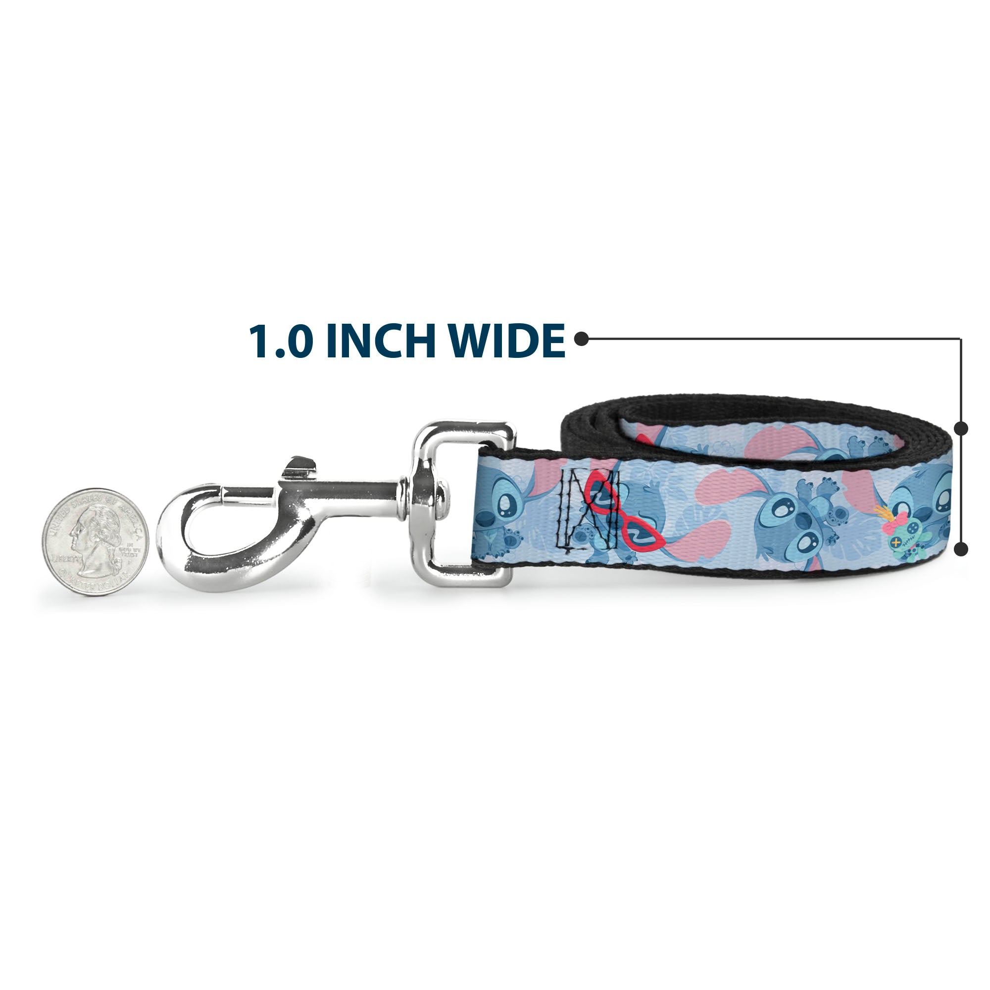 Dog Leash - Baby Stitch Poses Close-Up Baby Blue Dog Leashes Disney