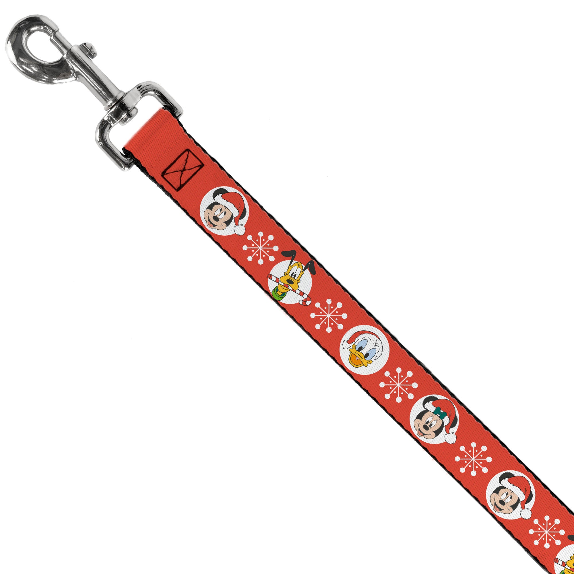 Dog Leash - Christmas Holiday Disney Santa Hat Characters Snowflakes Red Dog Leashes Disney