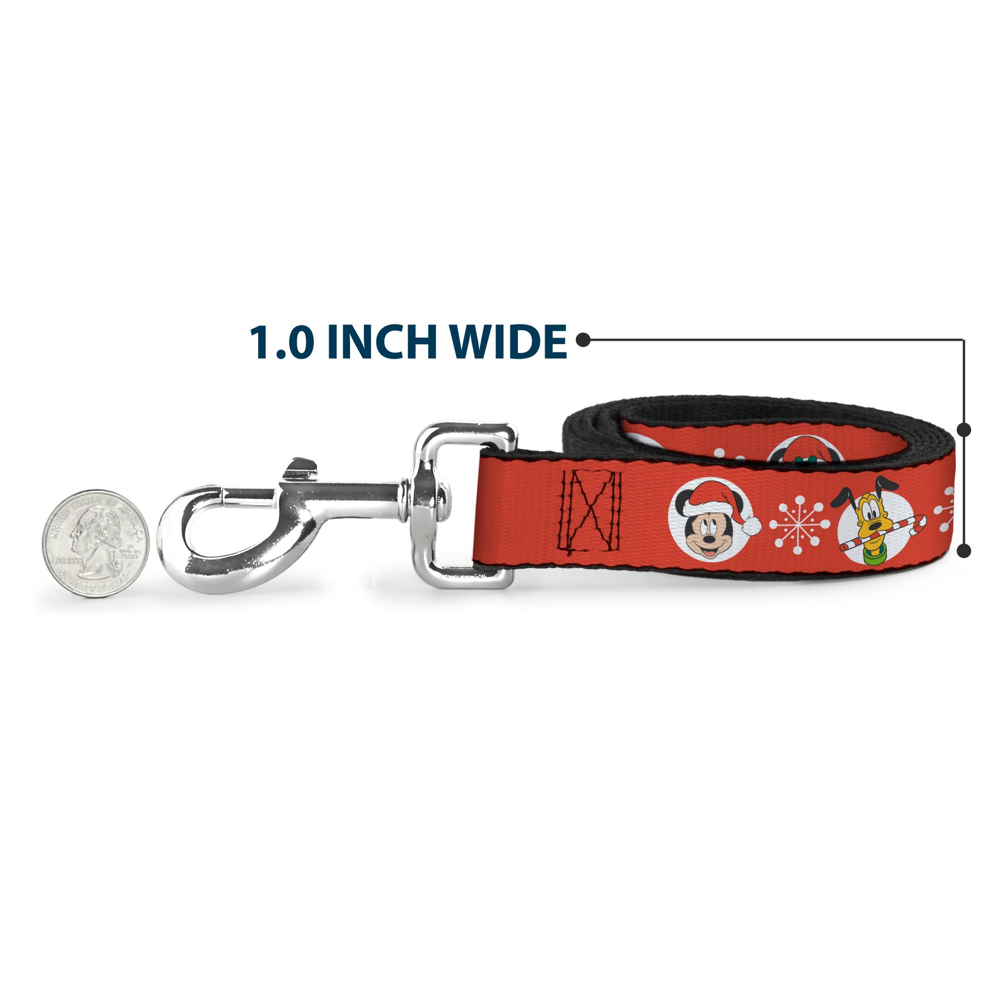 Dog Leash - Christmas Holiday Disney Santa Hat Characters Snowflakes Red Dog Leashes Disney