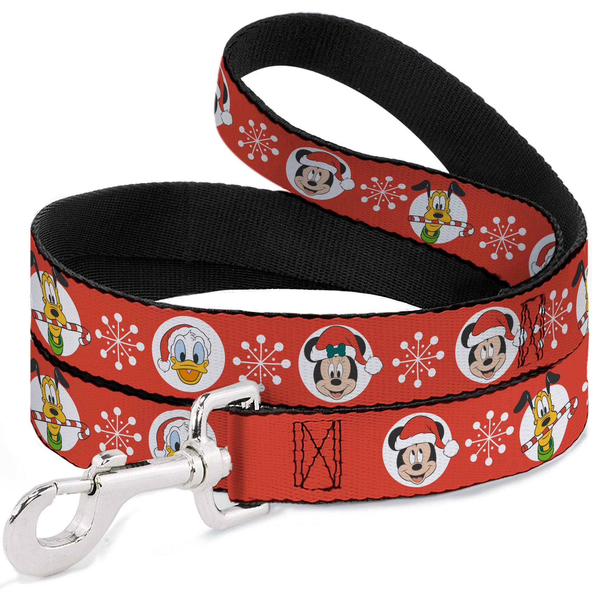 Dog Leash - Christmas Holiday Disney Santa Hat Characters Snowflakes Red Dog Leashes Disney