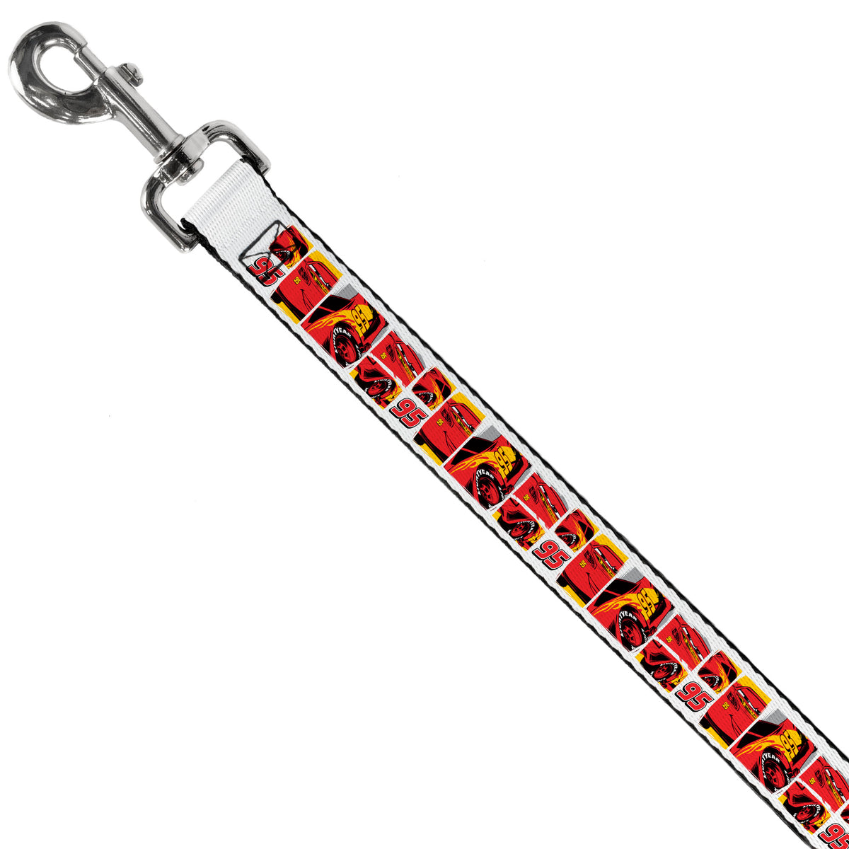 Dog Leash - Cars Lightning McQueen Pose Blocks White/Red/Yellow Dog Leashes Disney