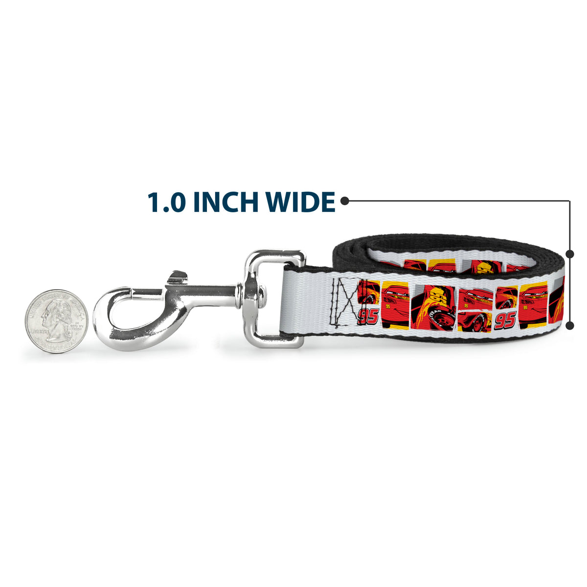 Dog Leash - Cars Lightning McQueen Pose Blocks White/Red/Yellow Dog Leashes Disney