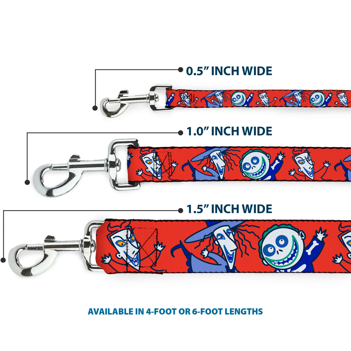 Dog Leash - The Nightmare Before Christmas Lock Stock and Barrel Group Pose Red Dog Leashes Disney