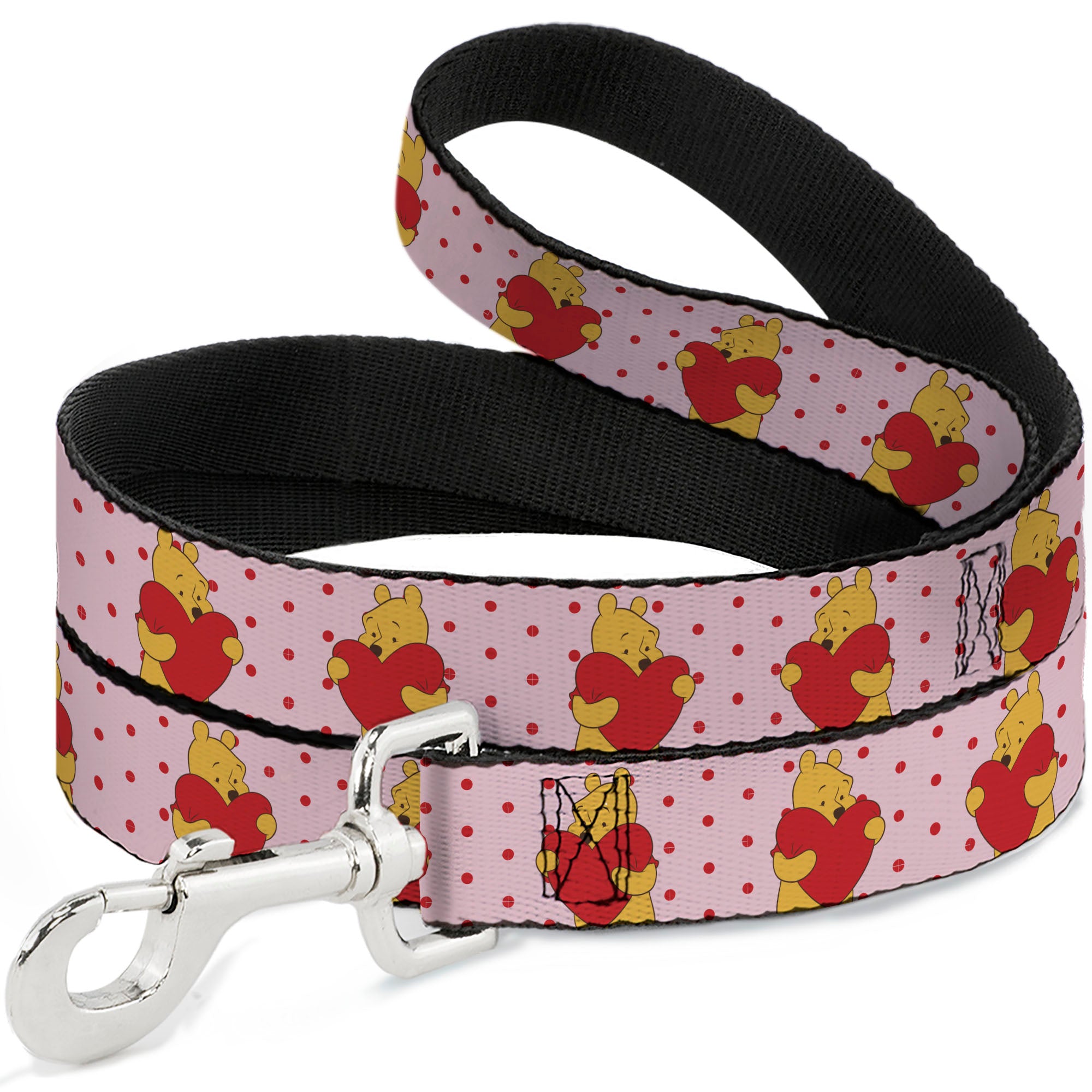 Dog Leash - Winnie the Pooh Hugging Heart Valentine's Day Pose Pink/Red Dog Leashes Disney