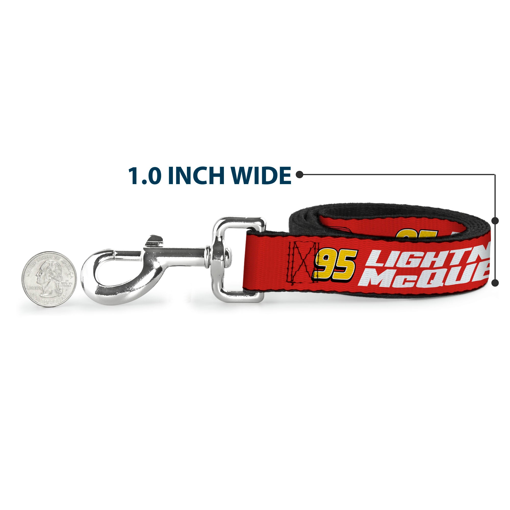 Dog Leash - Cars 95 LIGHTNING MCQUEEN Text and Pose Red Dog Leashes Disney