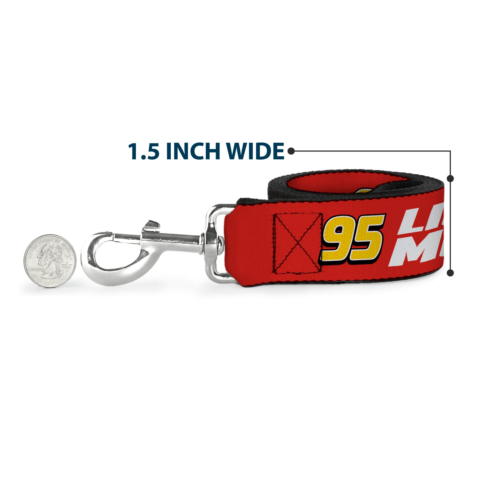 Dog Leash - Cars 95 LIGHTNING MCQUEEN Text and Pose Red Dog Leashes Disney