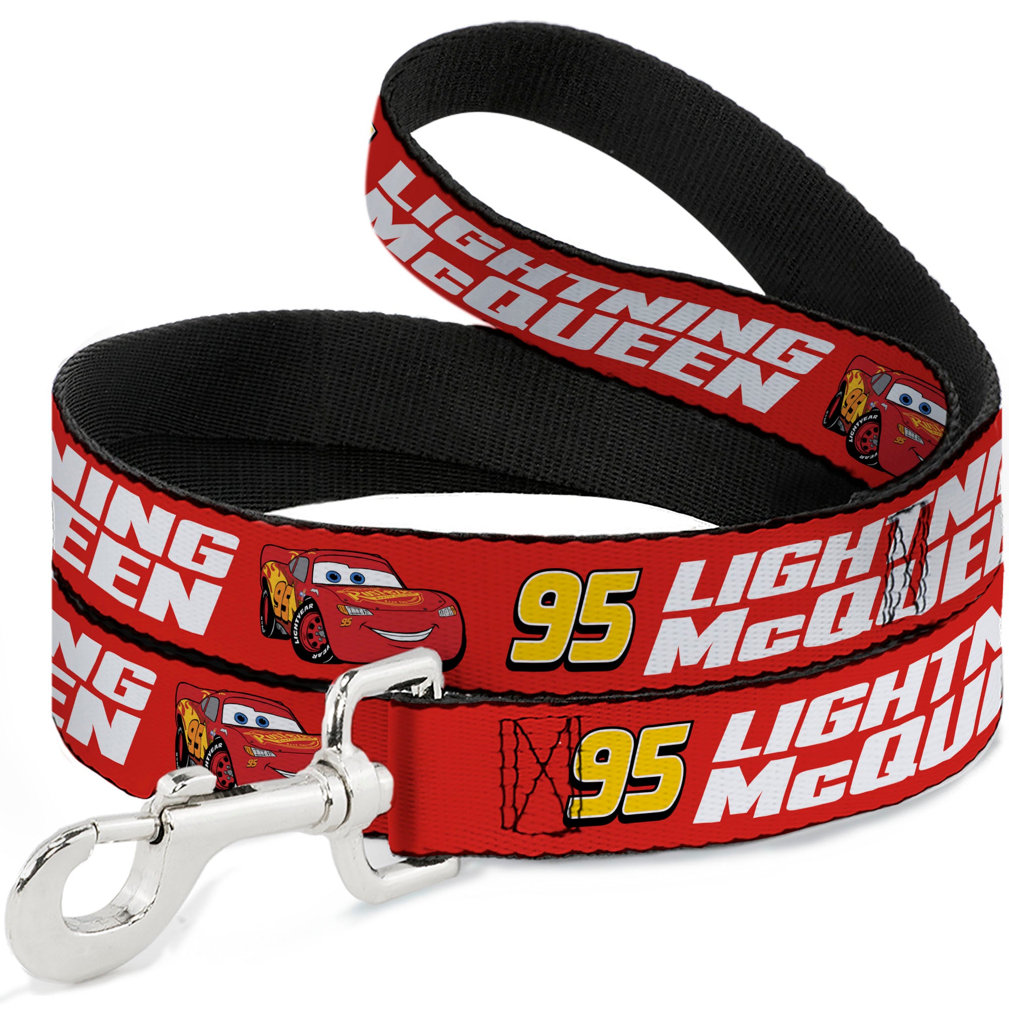 Dog Leash - Cars 95 LIGHTNING MCQUEEN Text and Pose Red Dog Leashes Disney
