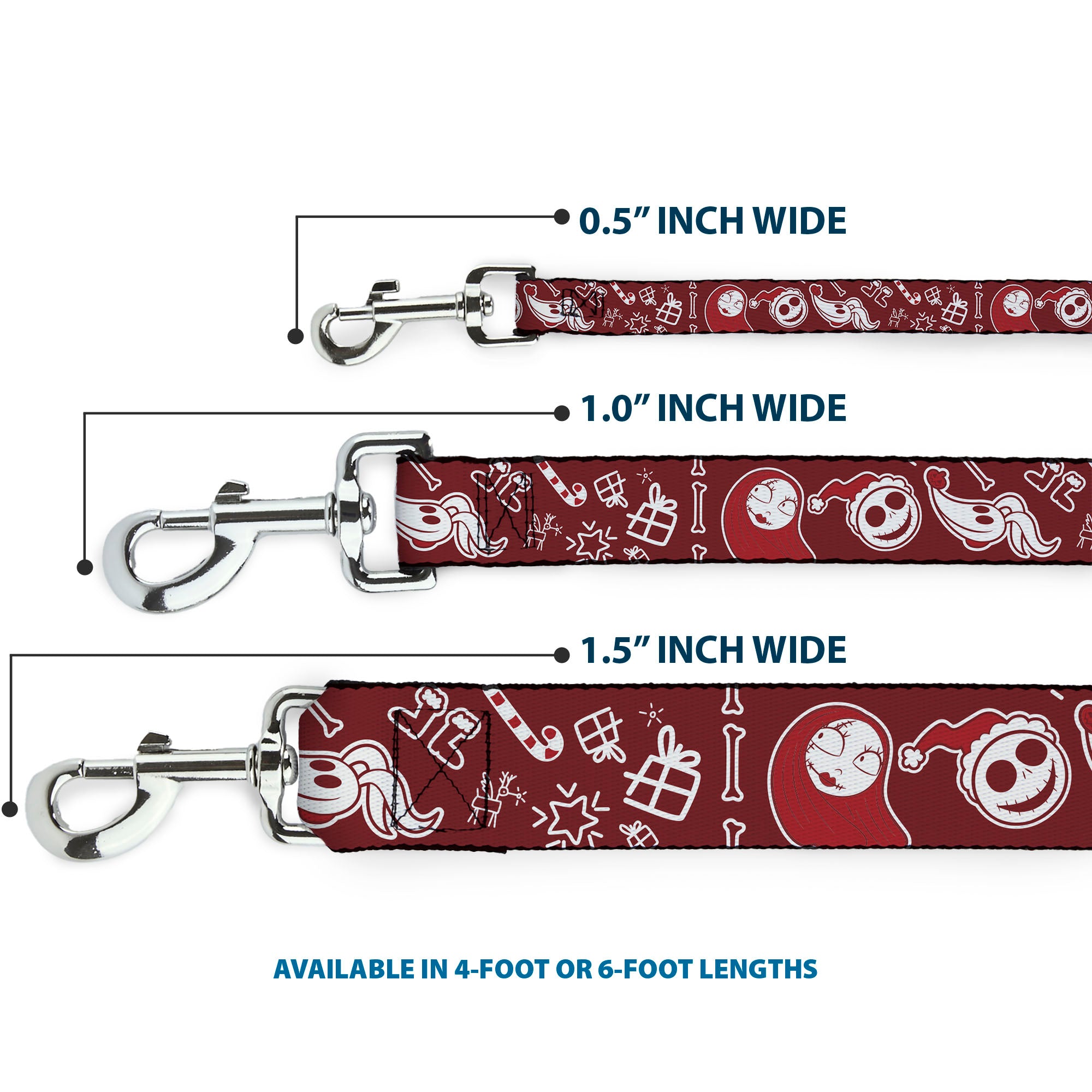 Dog Leash - The Nightmare Before Christmas Icons Collage Burgundy/Reds