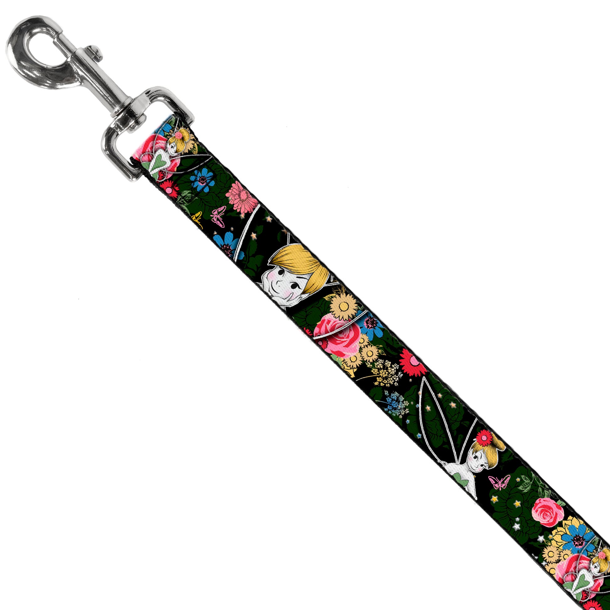 Dog Leash - Tinker Bell Poses/Sleeping Floral Collage Dog Leashes Disney