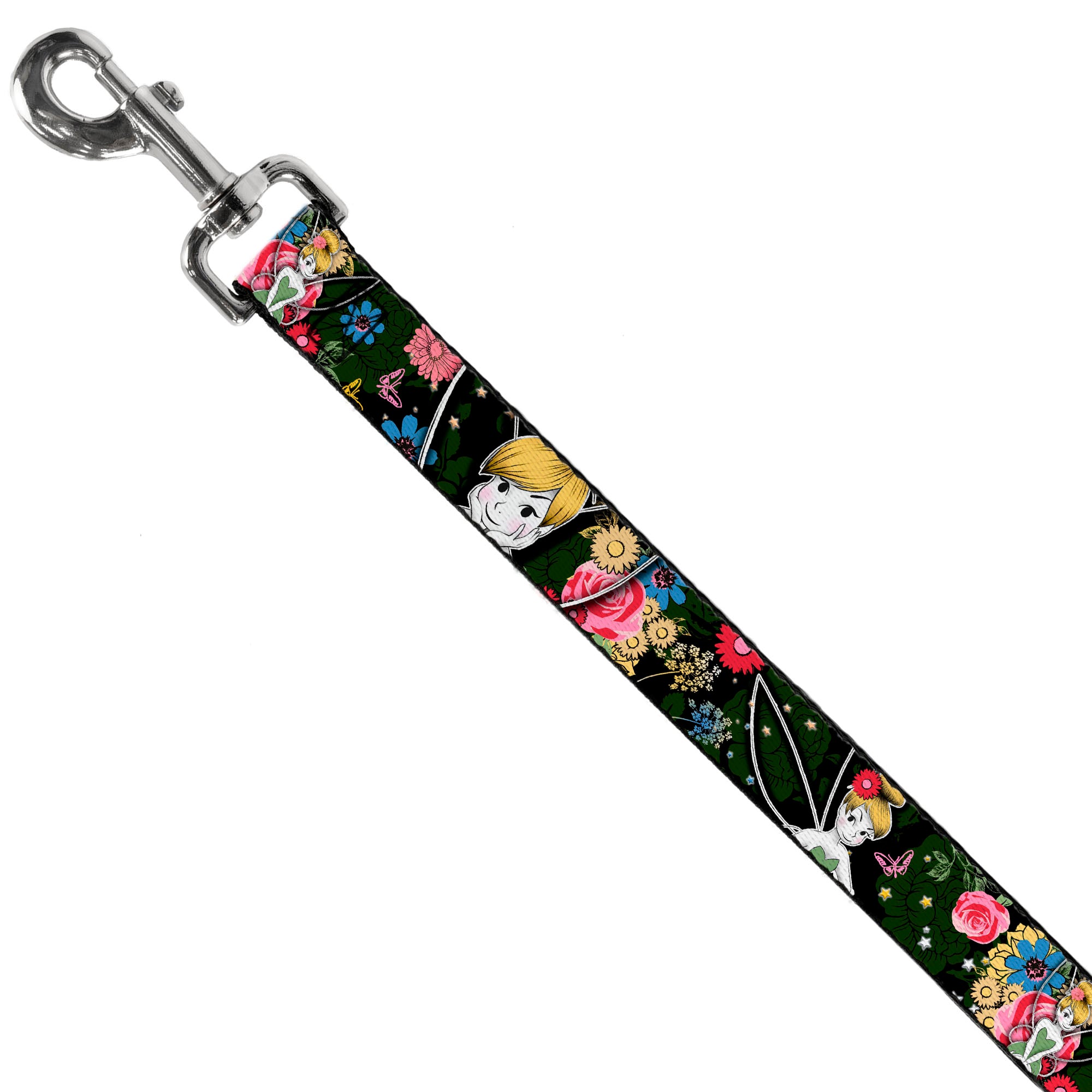 Dog Leash - Tinker Bell Poses/Sleeping Floral Collage Dog Leashes Disney