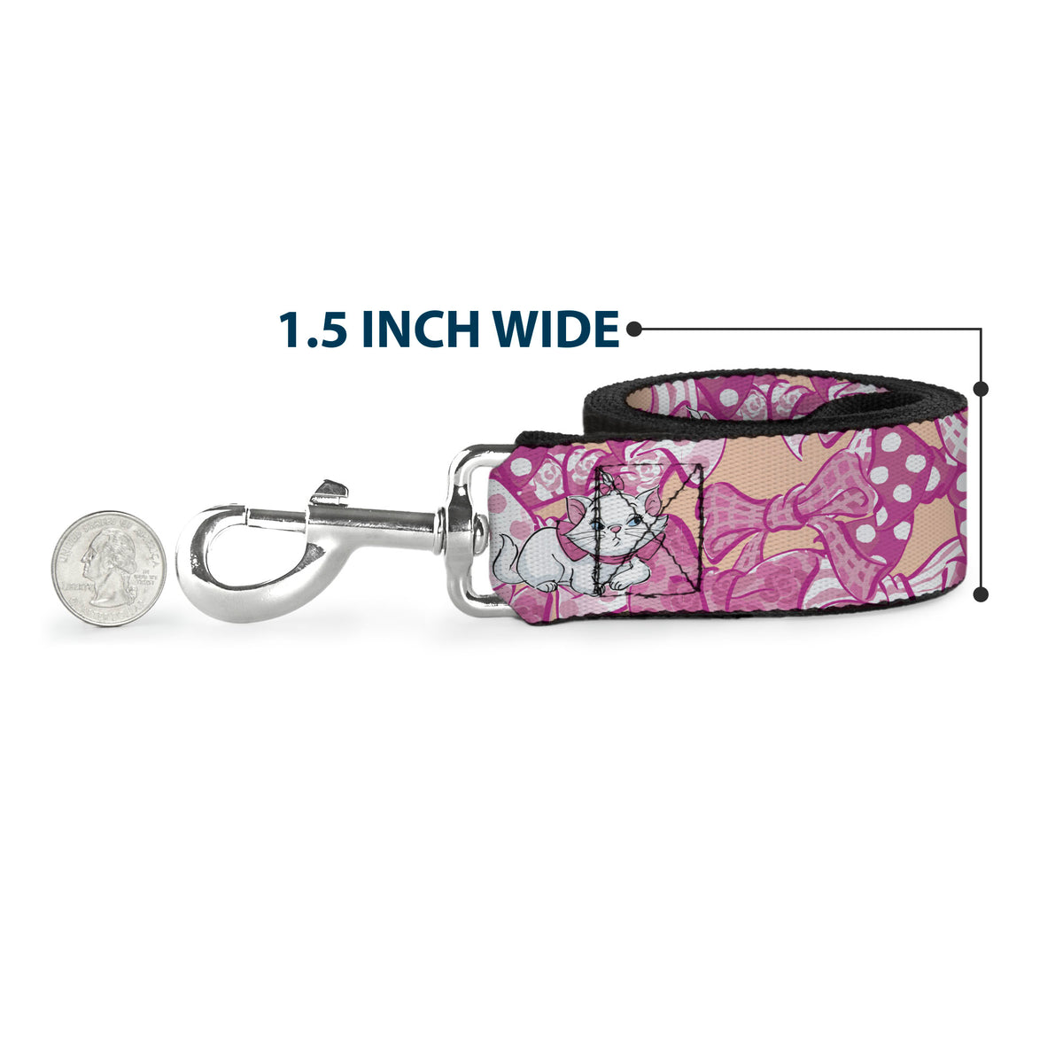 Dog Leash - Aristocats Marie Poses and Bows Yellow/Pinks Dog Leashes Disney