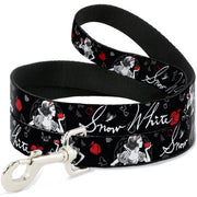 Dog Leash - SNOW WHITE Apple Poses/Butterflies Black/Gray/Red Dog Leashes Disney