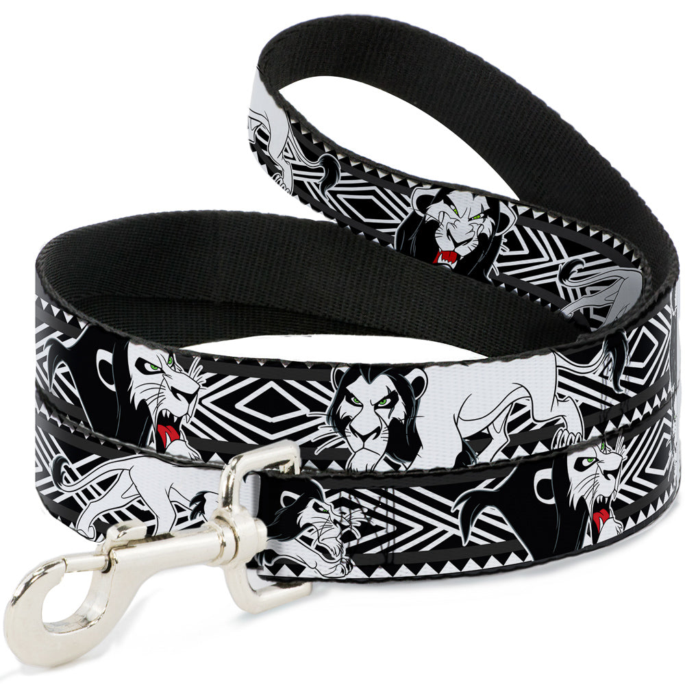 Dog Leash - Lion King Scar Poses White/Black Dog Leashes Disney