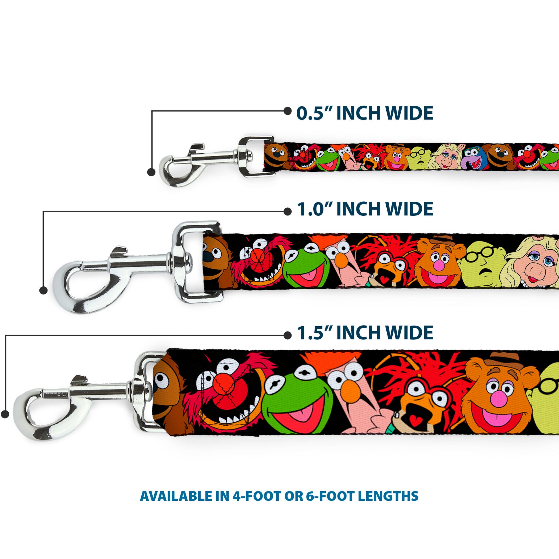 Dog Leash - Muppets Faces Black Dog Leashes Disney
