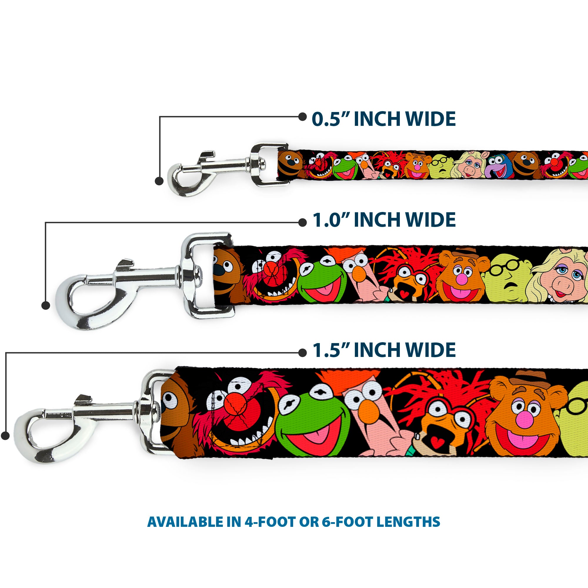 Dog Leash - Muppets Faces Black Dog Leashes Disney