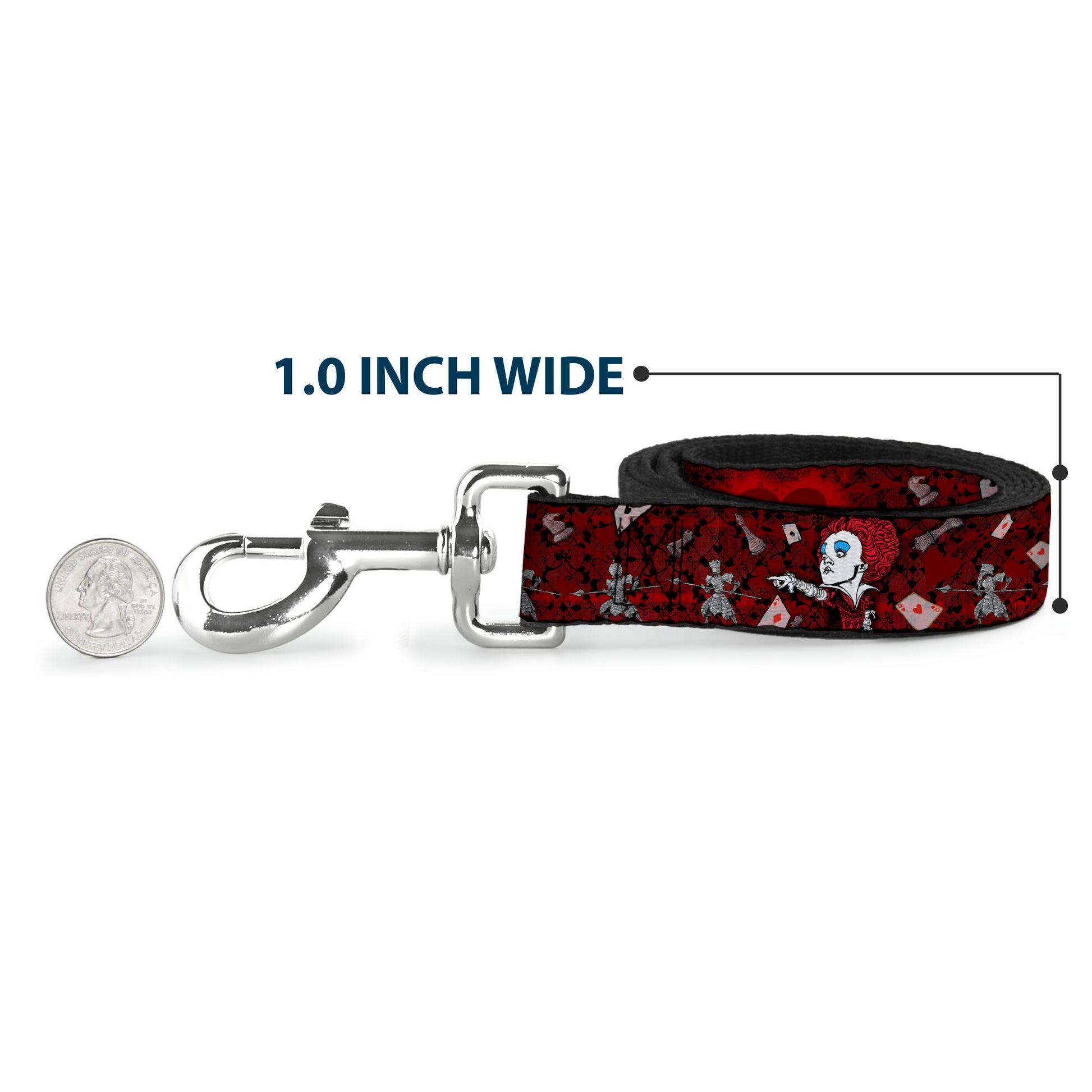 Dog Leash - Queen of Hearts Poses/Hearts/Cards Reds/Black Dog Leashes Disney