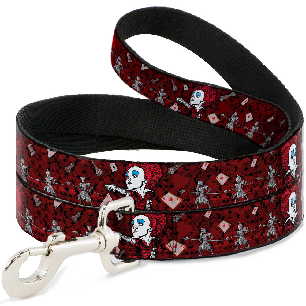 Dog Leash - Queen of Hearts Poses/Hearts/Cards Reds/Black Dog Leashes Disney