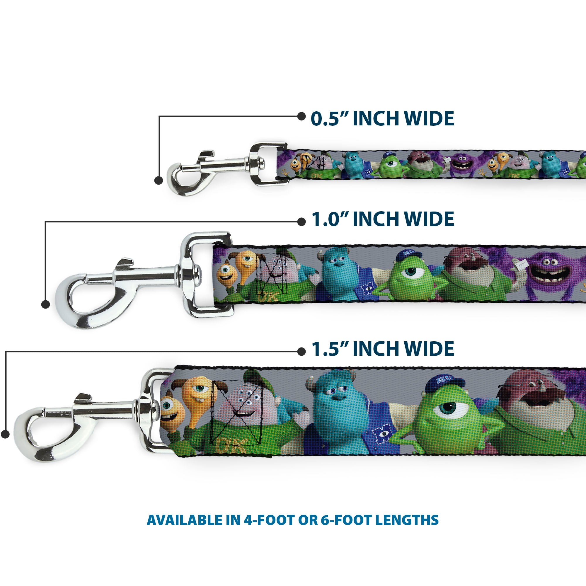 Dog Leash - Monsters University Character Lineup Gray Dog Leashes Disney