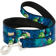 Dog Leash - Monsters University Sulley & Mike Poses/Checkers Blue Dog Leashes Disney