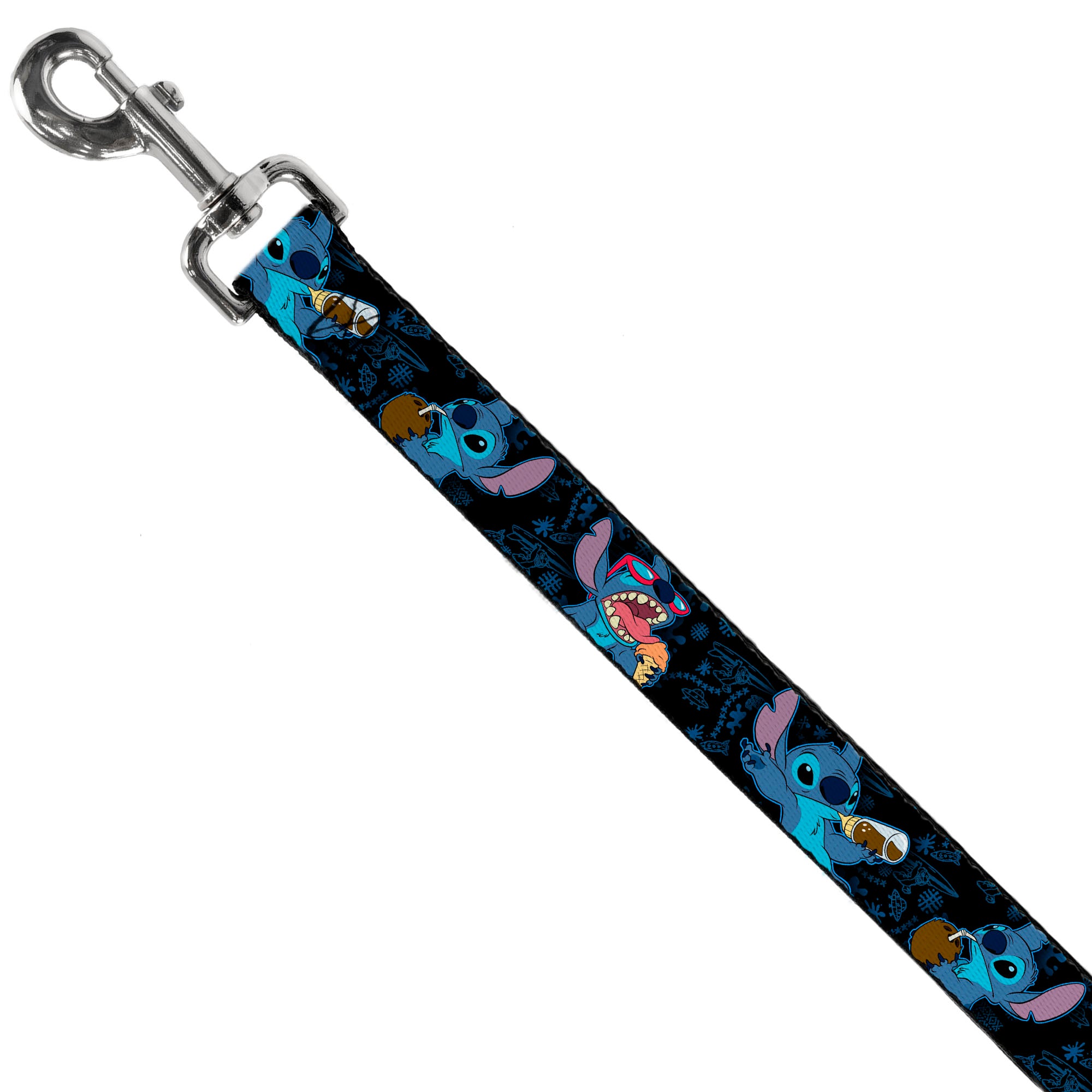 Dog Leash - Stitch Snacking Poses Black/Blue Dog Leashes Disney
