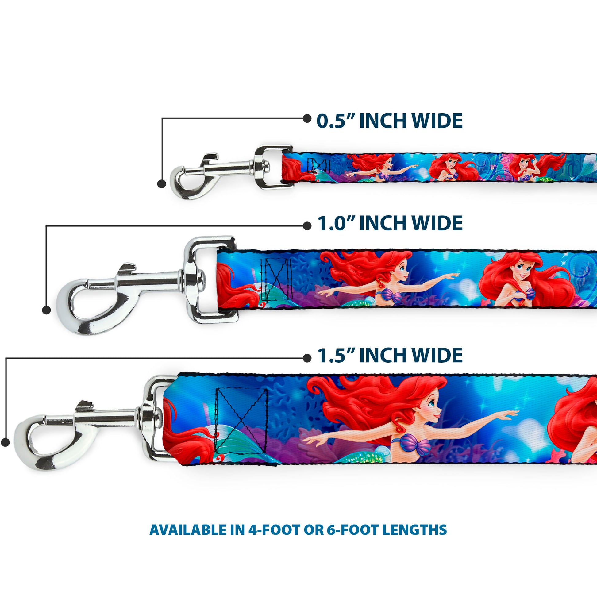 Dog Leash - Ariel Vivid Underwater Sparkle Poses/Castle Dog Leashes Disney