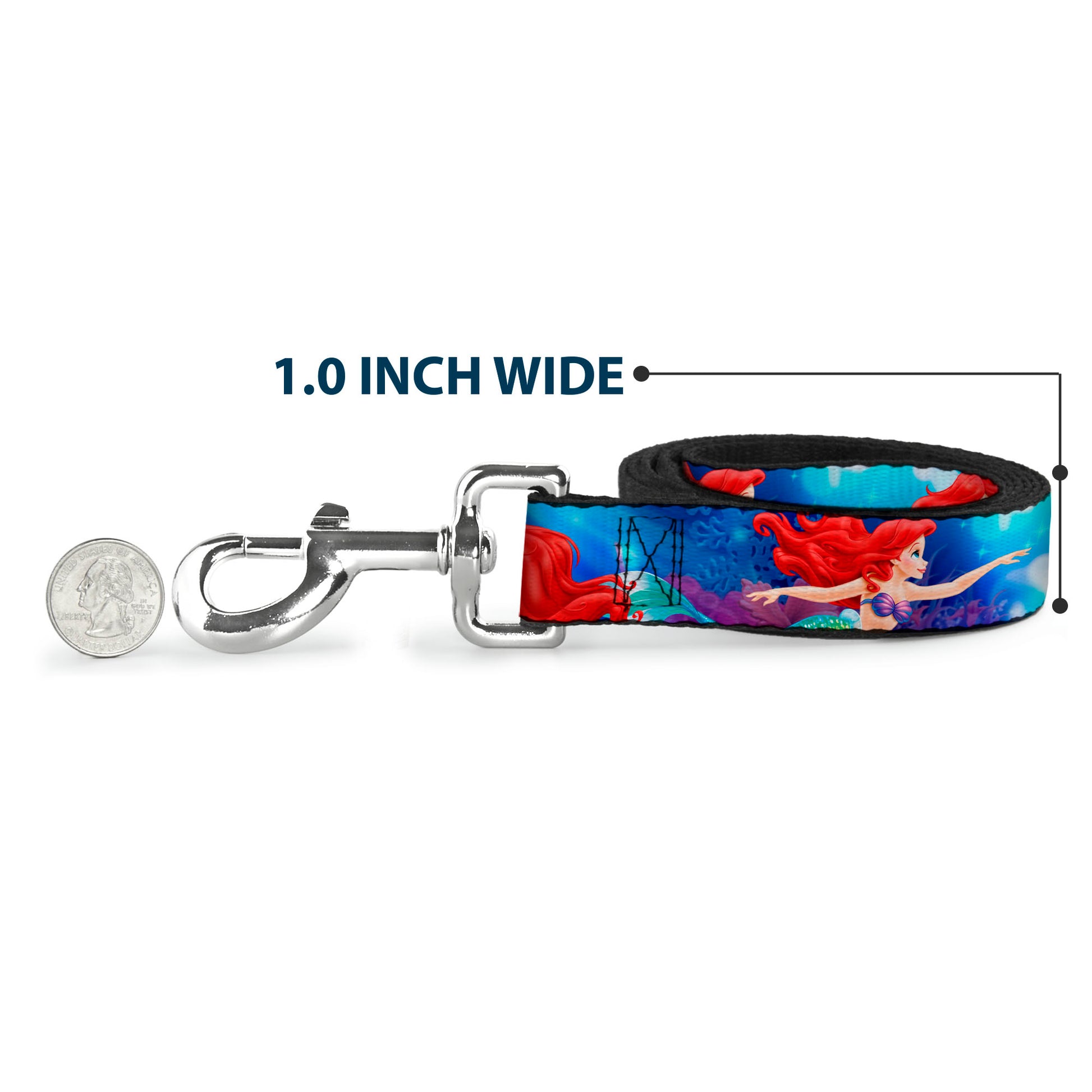 Dog Leash - Ariel Vivid Underwater Sparkle Poses/Castle Dog Leashes Disney