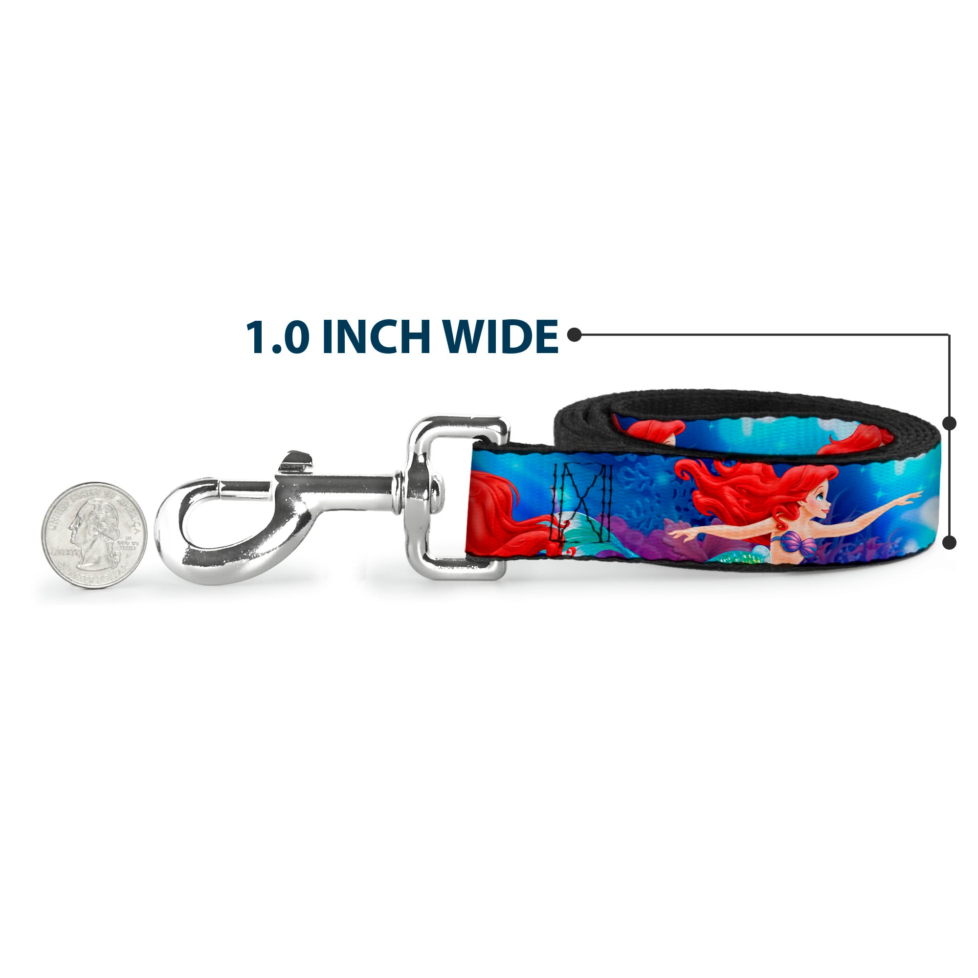 Dog Leash - Ariel Vivid Underwater Sparkle Poses/Castle Dog Leashes Disney
