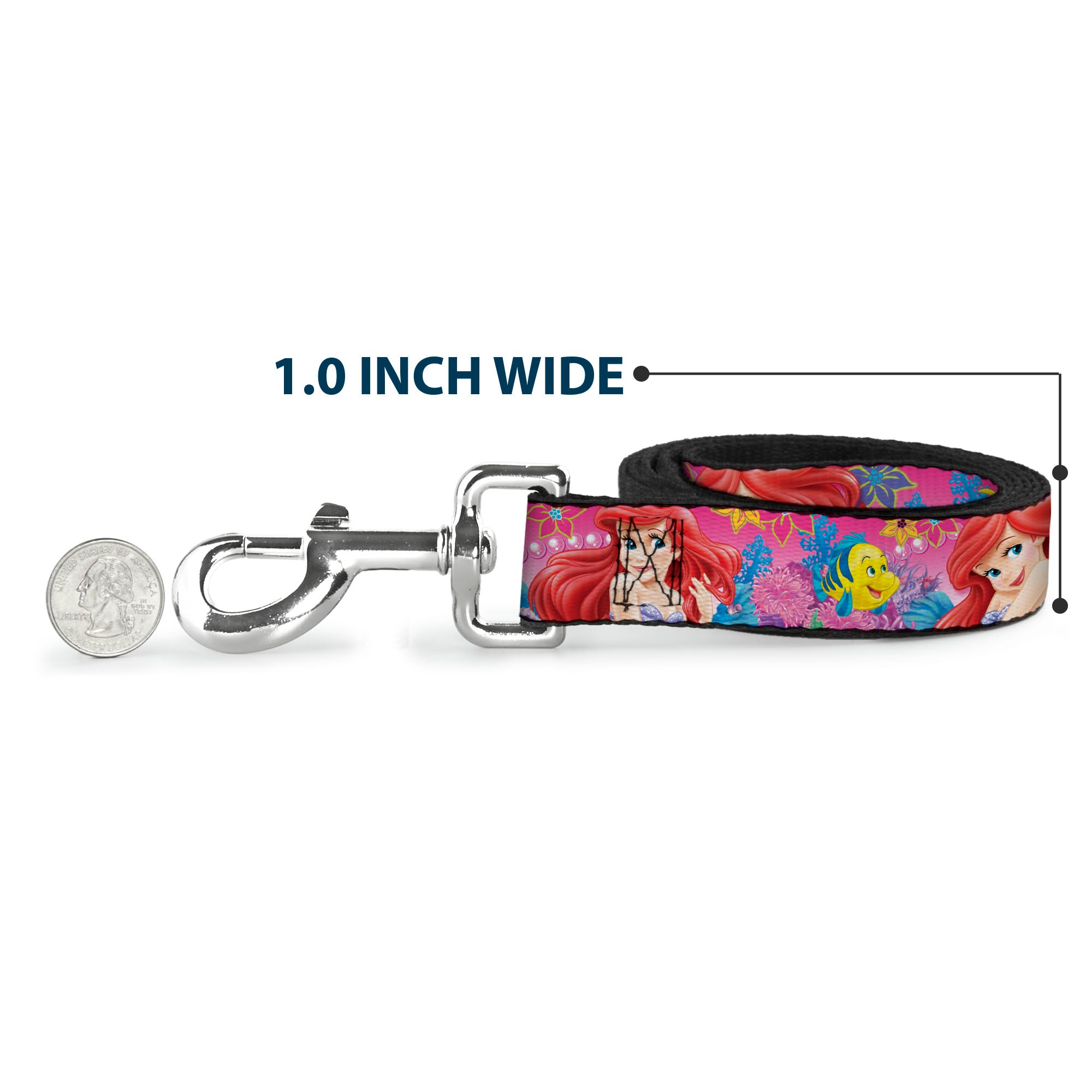 Dog Leash - Ariel/Flounder/Fish Trio Poses Pinks Dog Leashes Disney