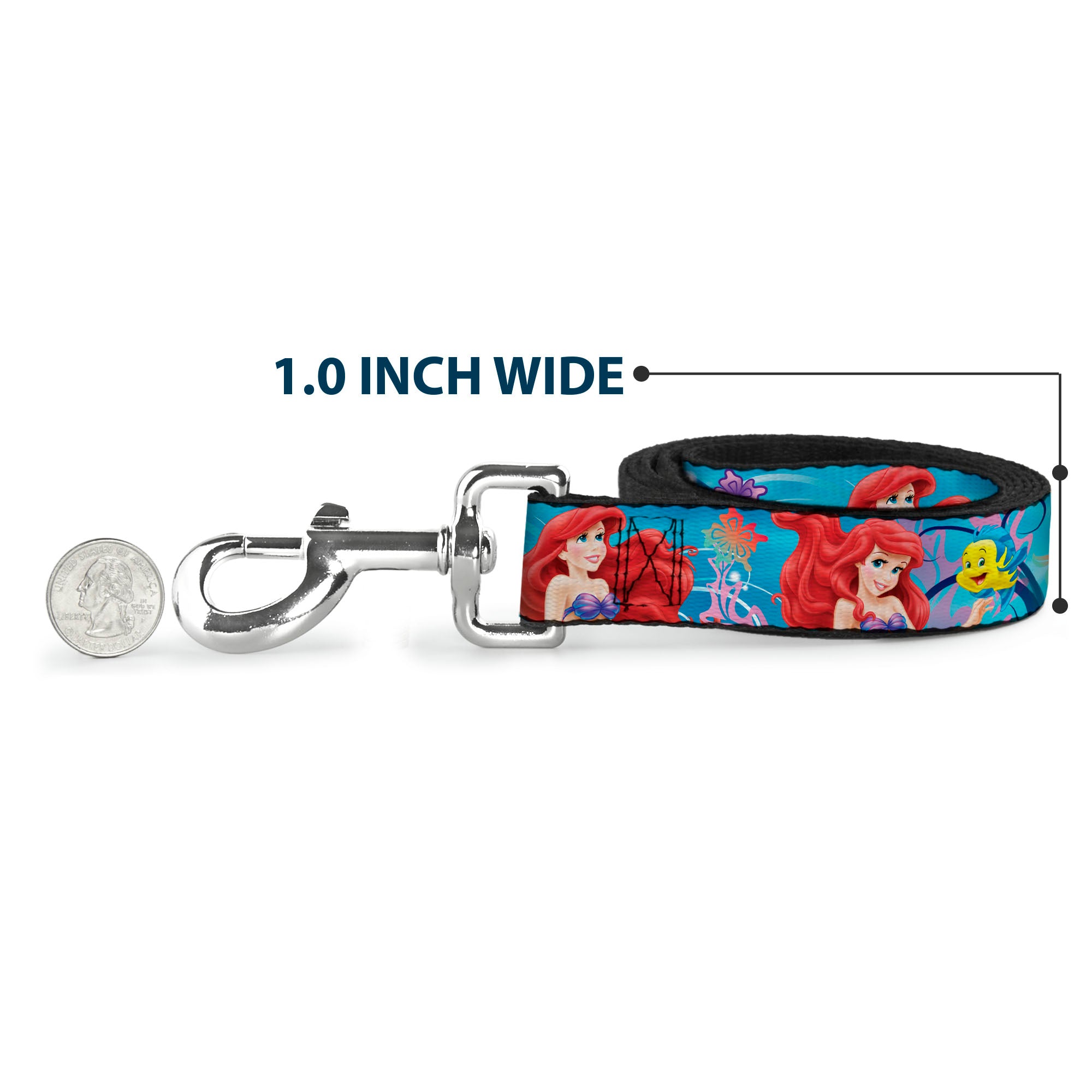 Dog Leash - Ariel & Flounder Vivid Underwater Poses Dog Leashes Disney