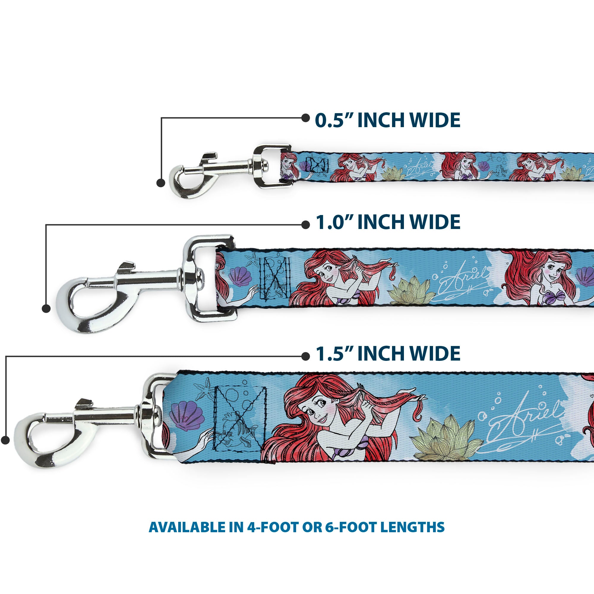 Dog Leash - ARIEL Sketch Poses Blues/Lavender Dog Leashes Disney