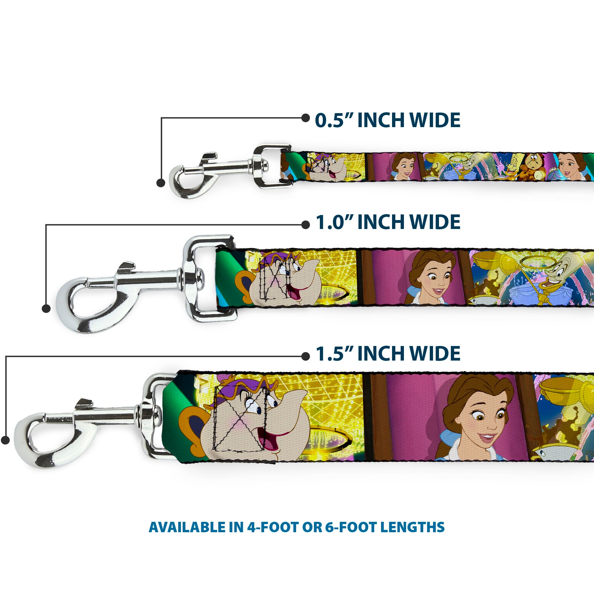 Dog Leash - Beauty & the Beast Be Our Guest Scenes Dog Leashes Disney