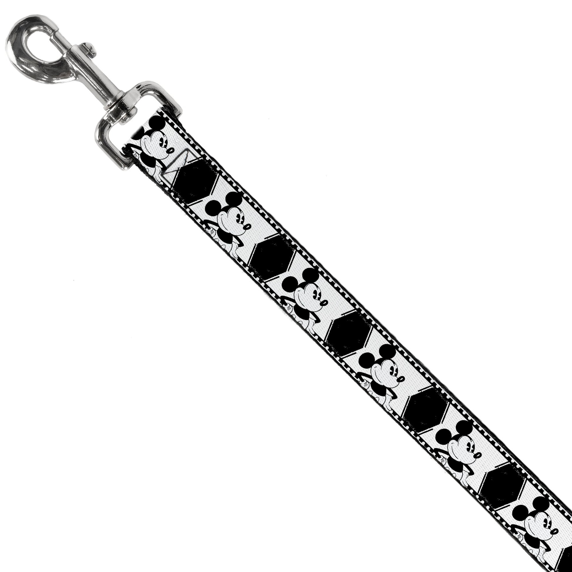 Dog Leash - Mickey Standing Pose Film Strip White/Black Dog Leashes Disney