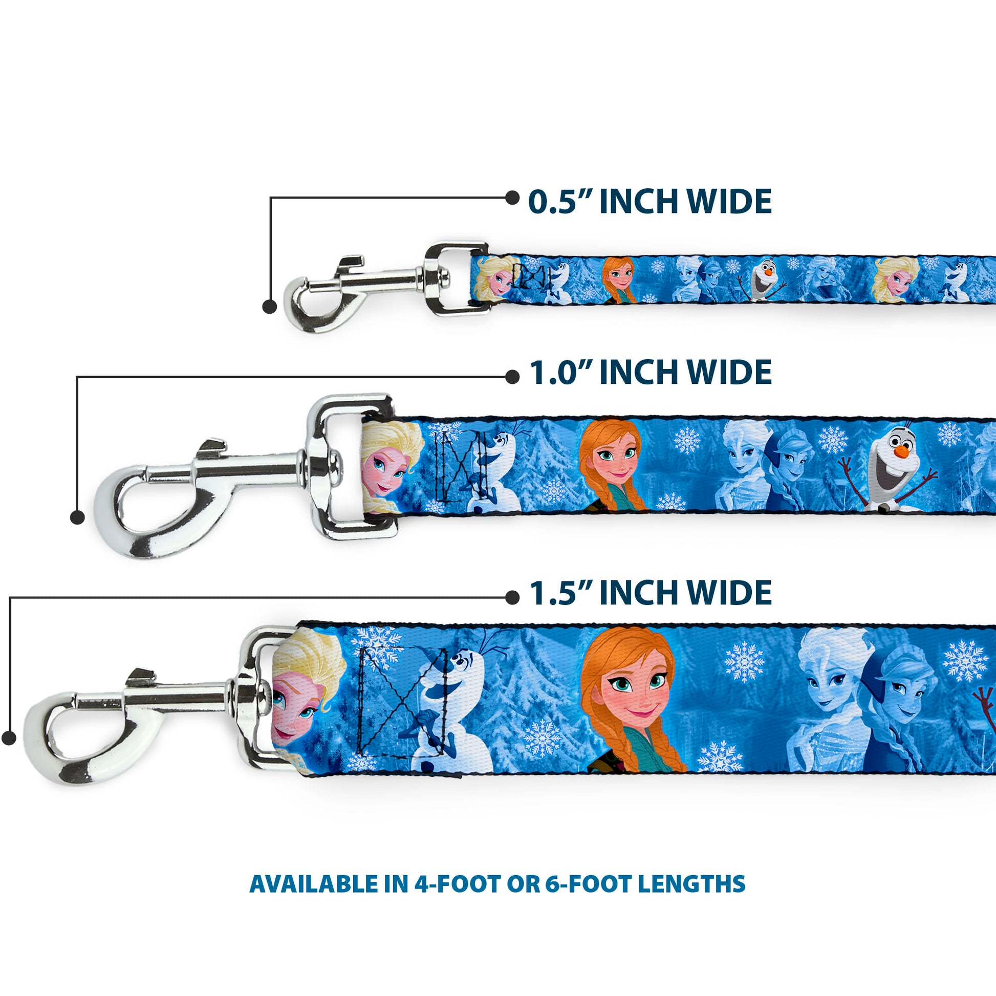 Dog Leash - Frozen Character Poses Blues Dog Leashes Disney