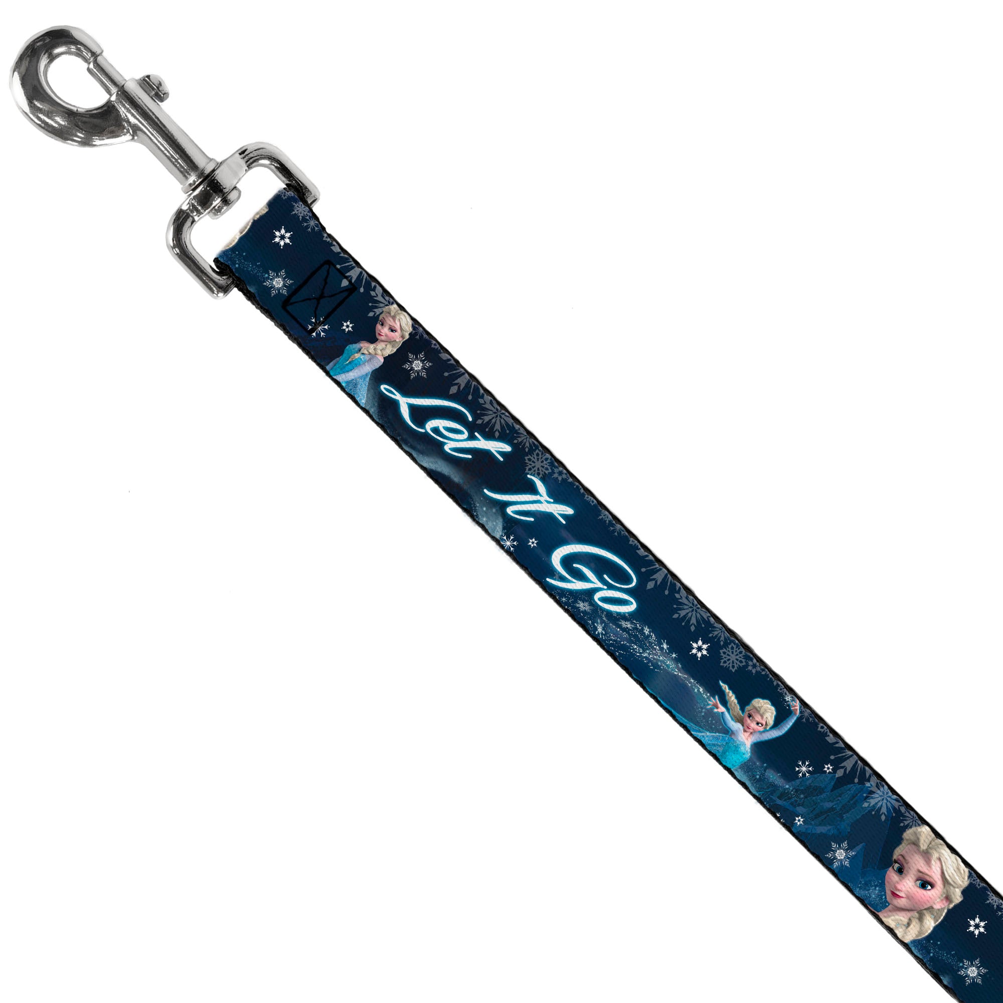 Dog Leash - Elsa the Snow Queen Poses/Snowflakes LET IT GO Blues/White Dog Leashes Disney