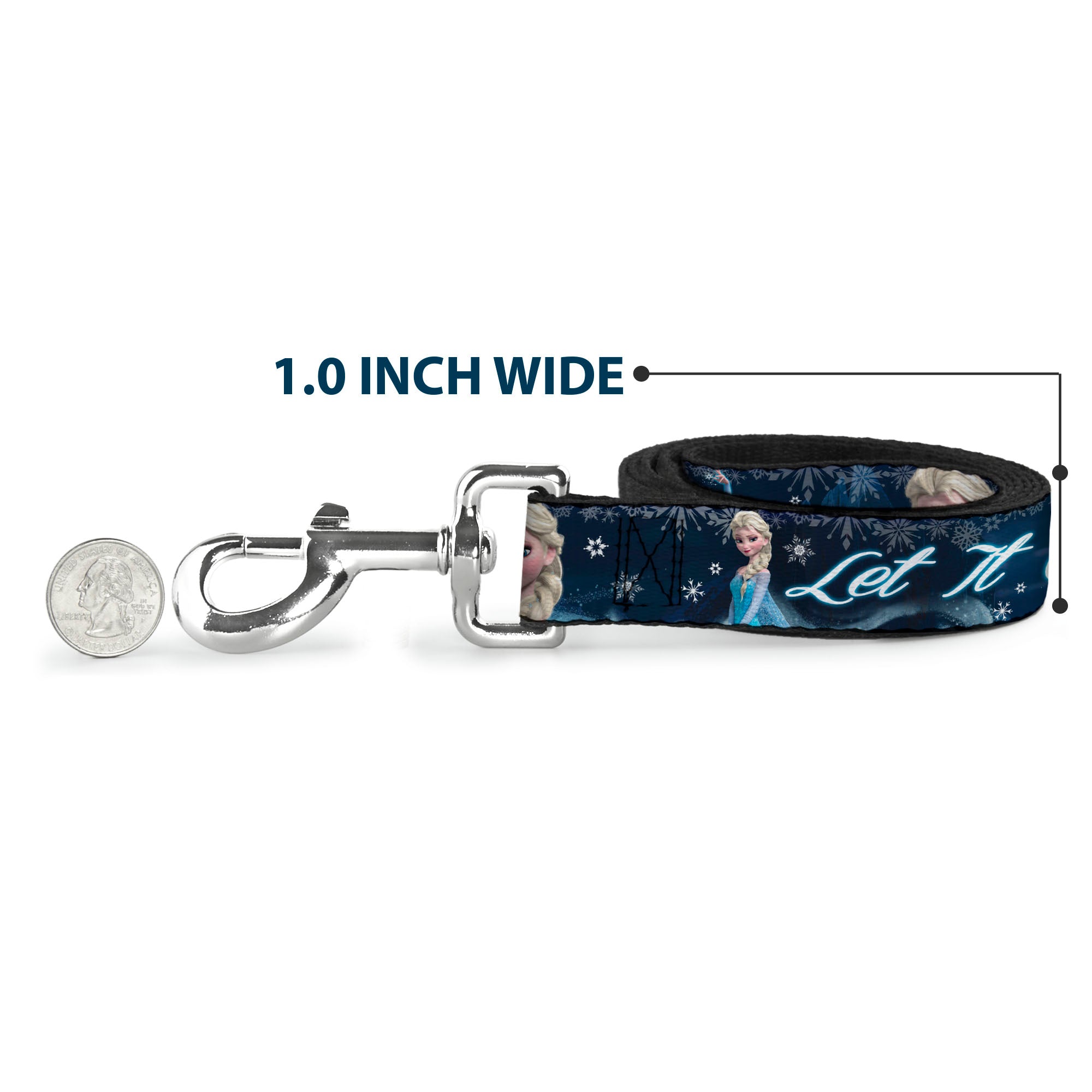 Dog Leash - Elsa the Snow Queen Poses/Snowflakes LET IT GO Blues/White Dog Leashes Disney