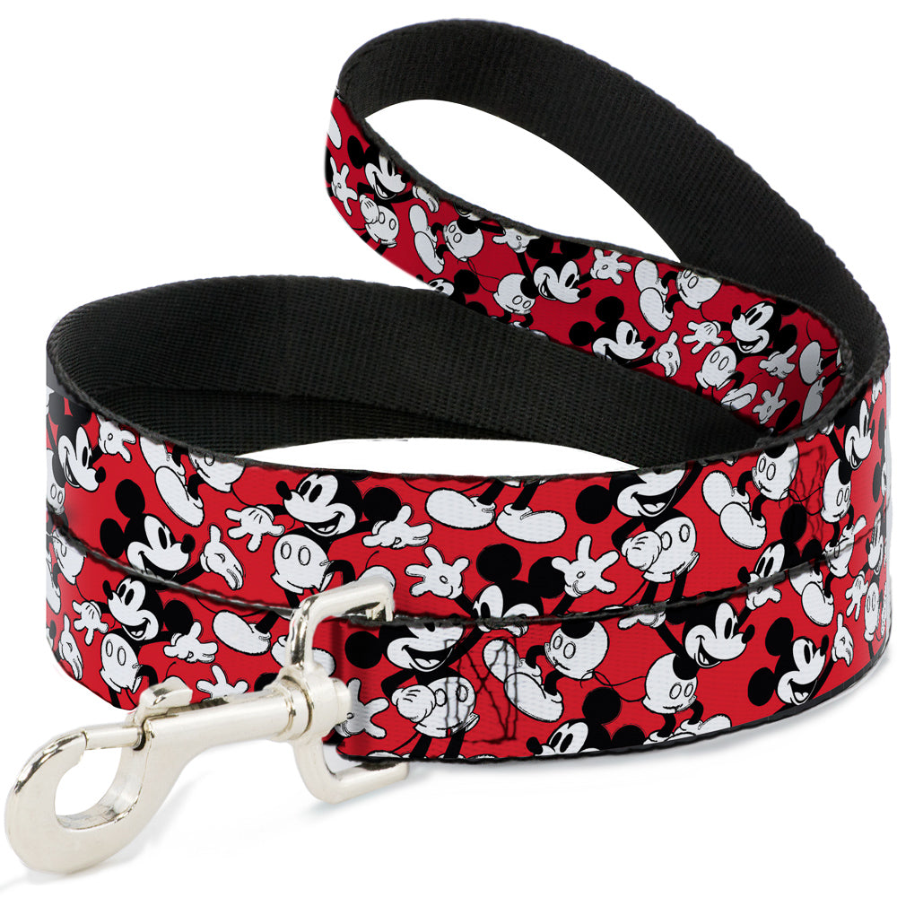 Dog Leash - Mickey Mouse Poses Scattered Red/Black/White Dog Leashes Disney