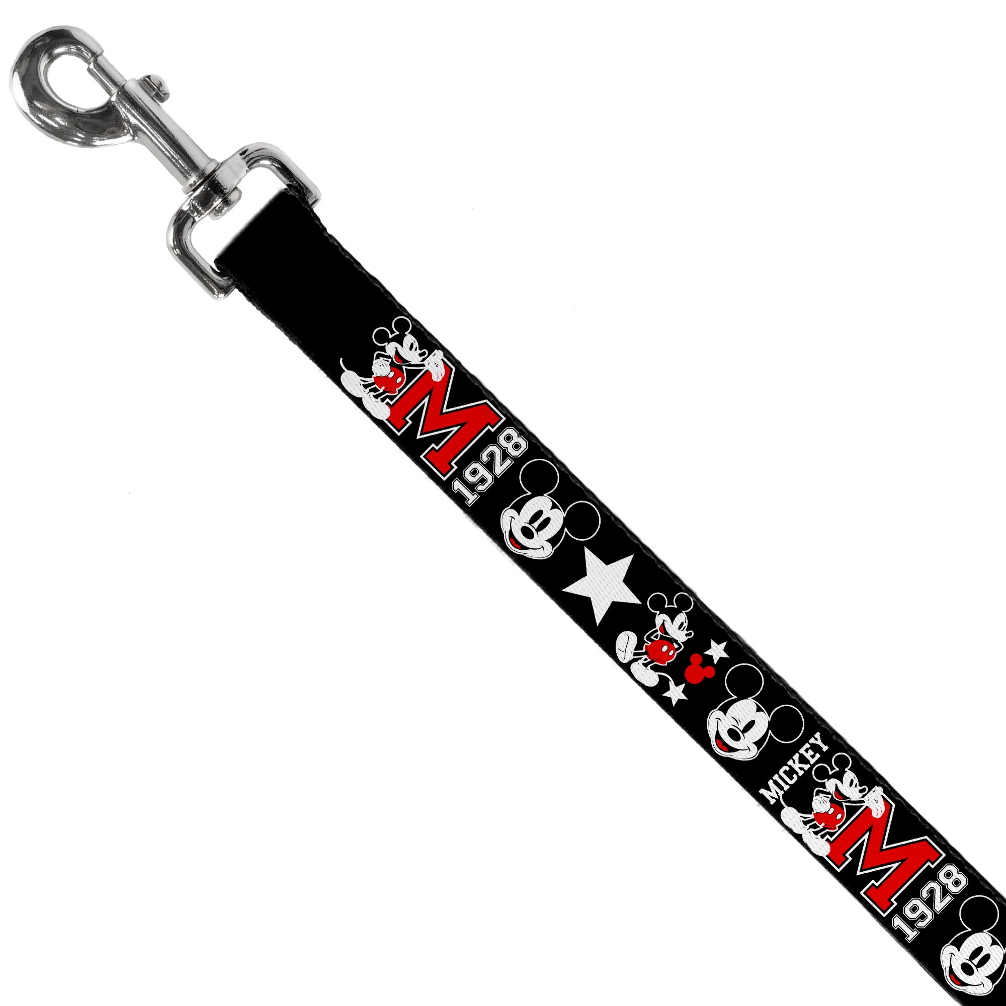 Dog Leash - Classic Mickey Mouse 1928 Collage Black/White/Red Dog Leashes Disney