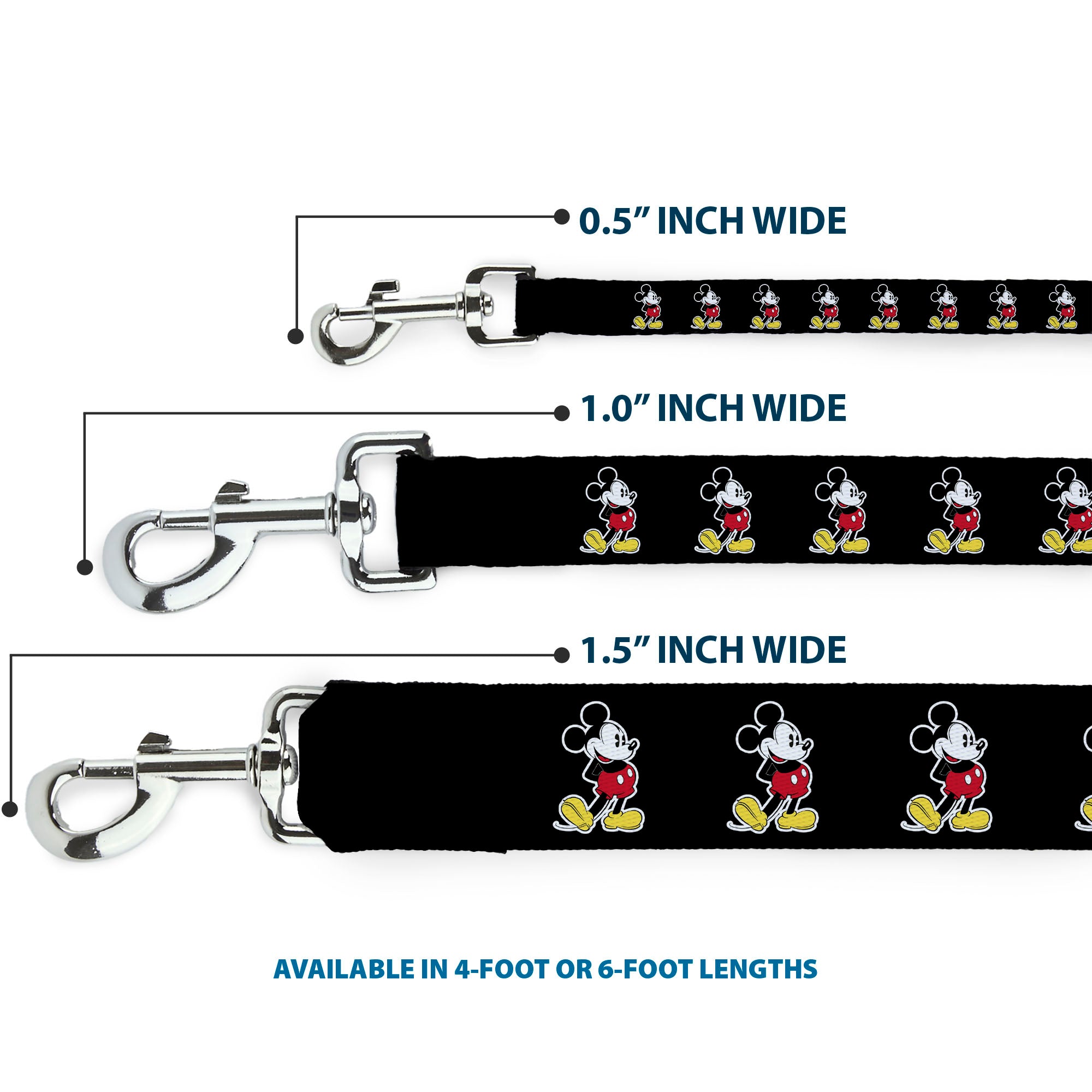 Dog Leash - Classic Mickey Mouse Pose Black Dog Leashes Disney