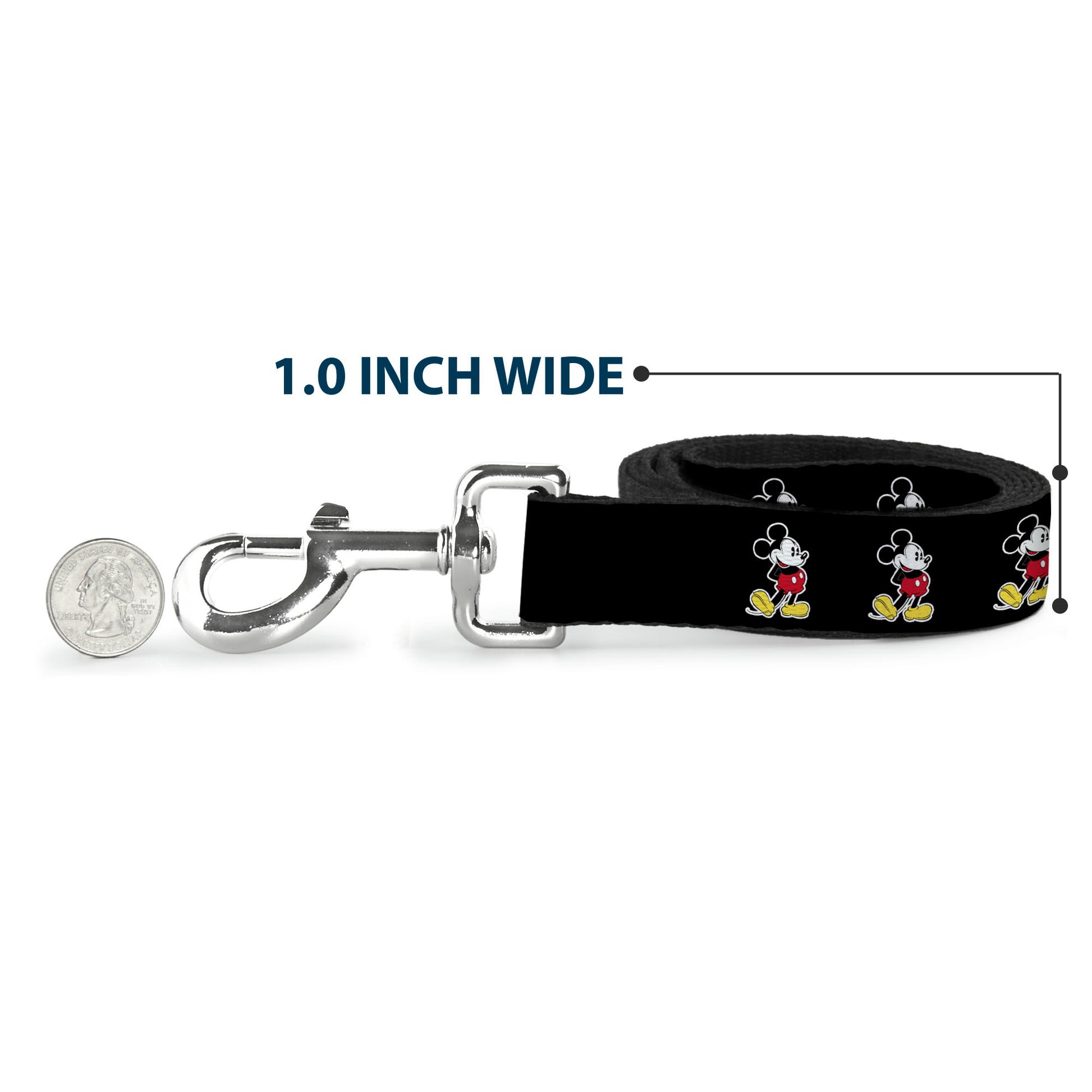 Dog Leash - Classic Mickey Mouse Pose Black Dog Leashes Disney