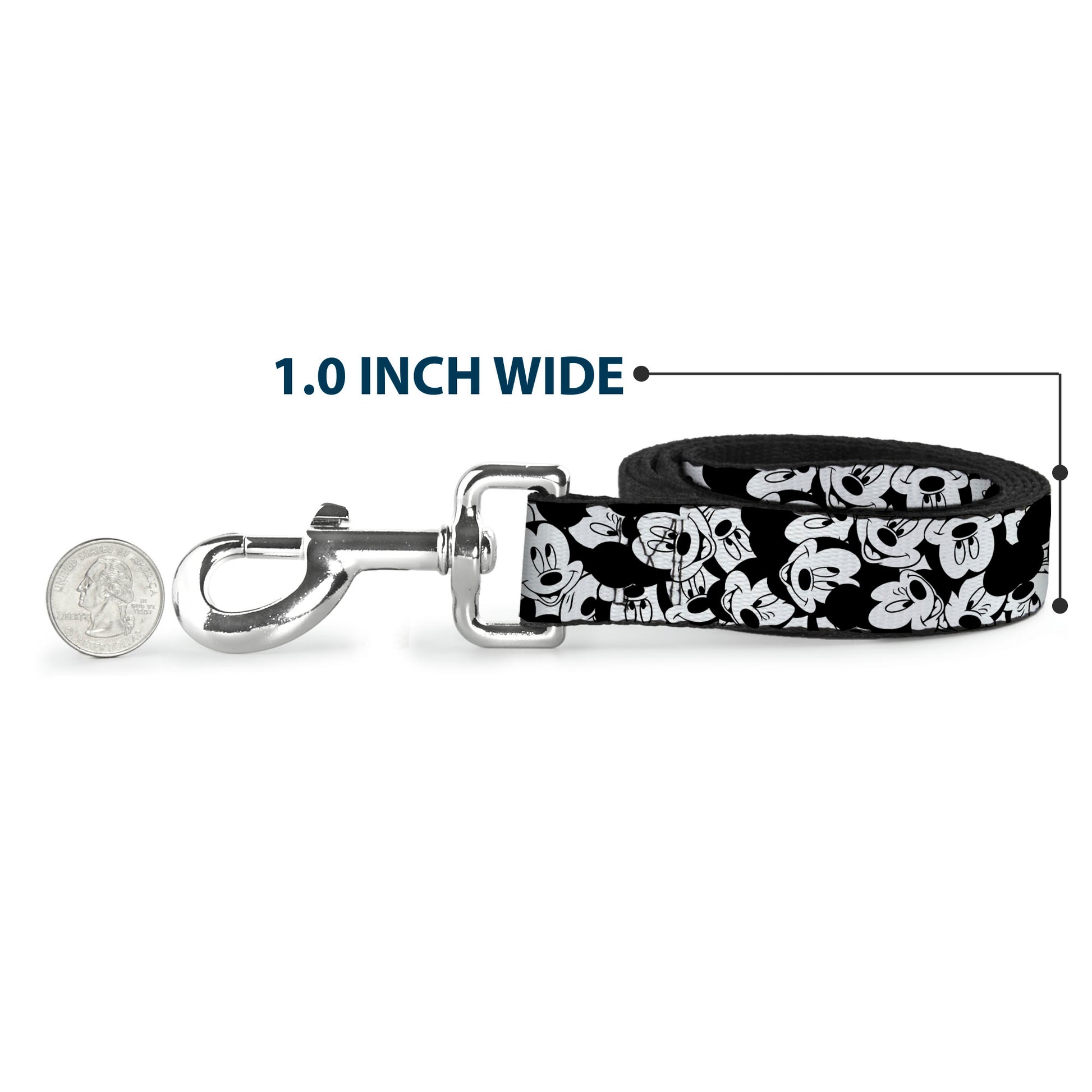 Dog Leash - Mickey Mouse Expressions Stacked White/Black Dog Leashes Disney