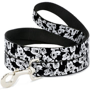 Dog Leash - Mickey Mouse Expressions Stacked White/Black Dog Leashes Disney