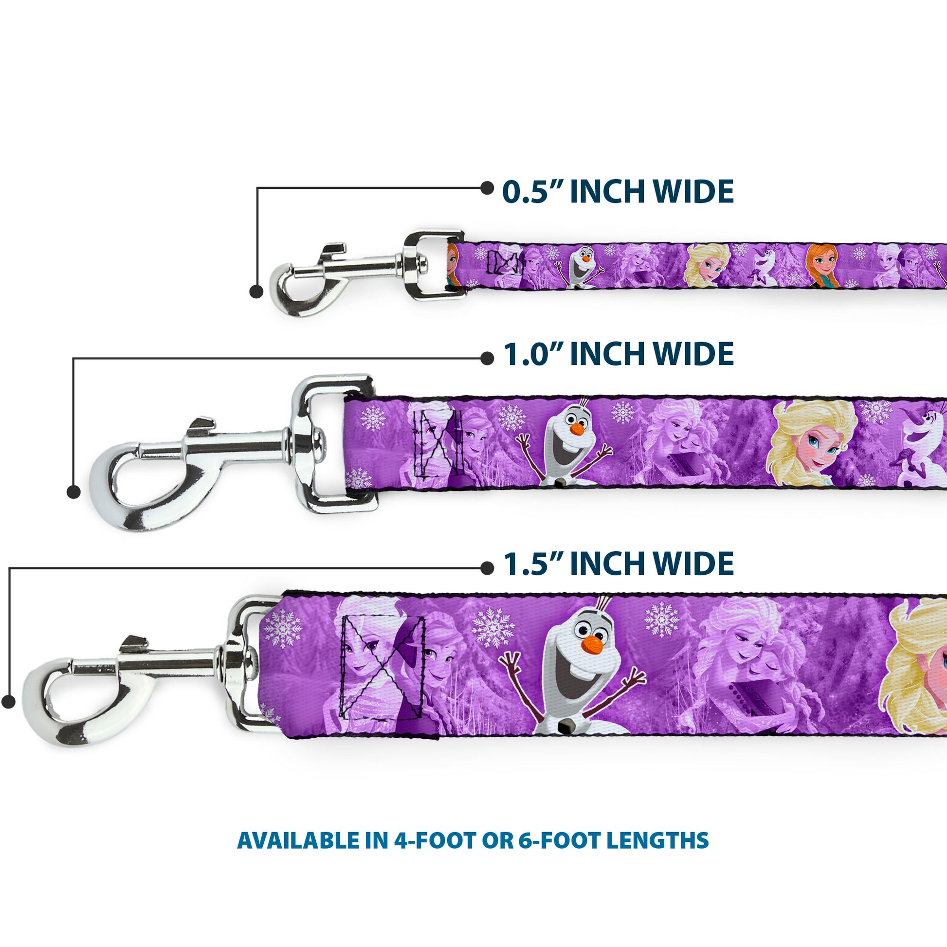 Dog Leash - Frozen Anna/Elsa/Olaf Poses/Scenes Purples Dog Leashes Disney