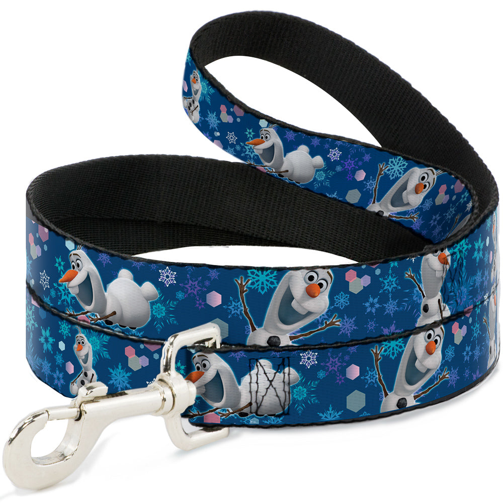 Dog Leash - Frozen Olaf Poses/Snowflakes Blues Dog Leashes Disney