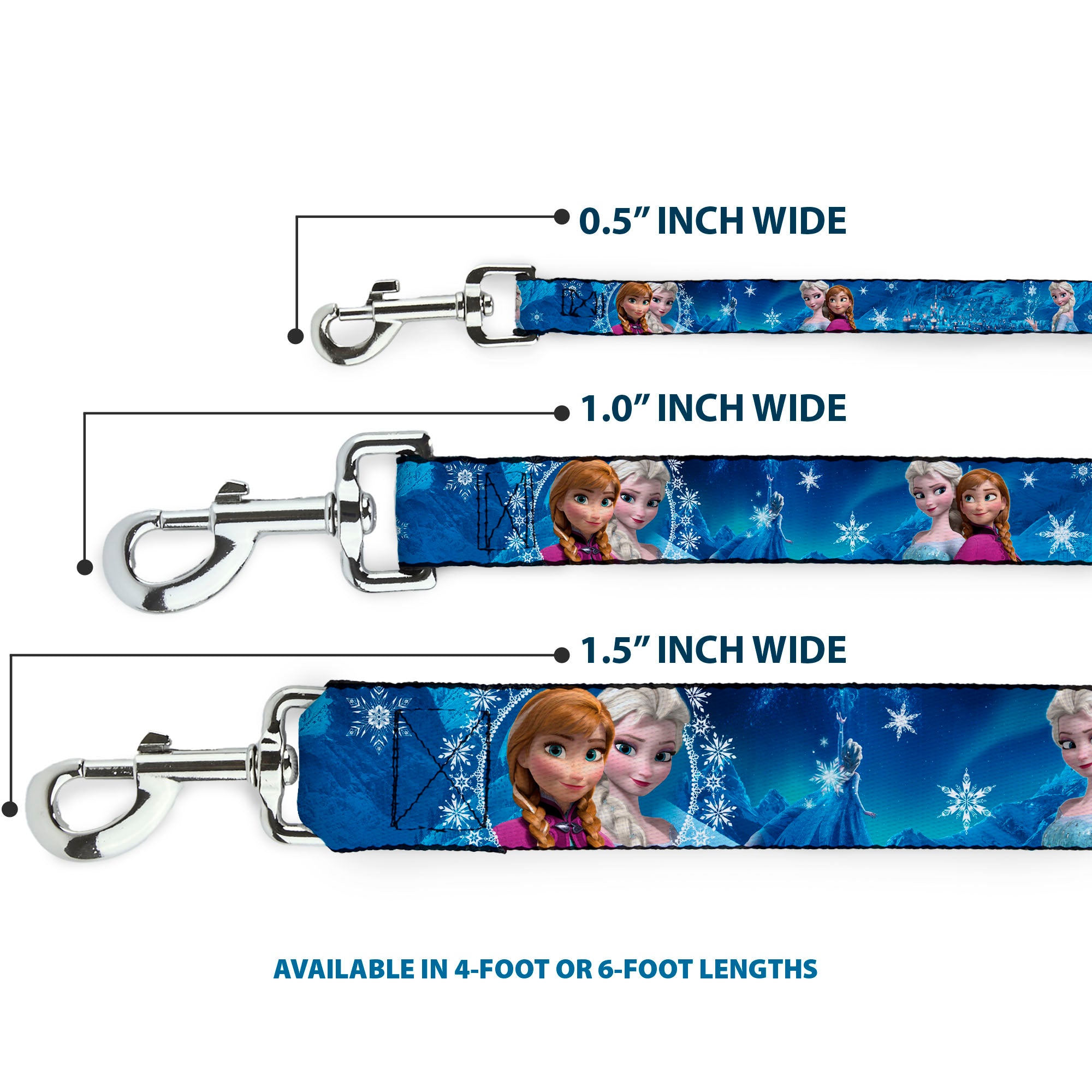 Dog Leash - Anna & Elsa Poses/Castle & Mountains Blues Dog Leashes Disney