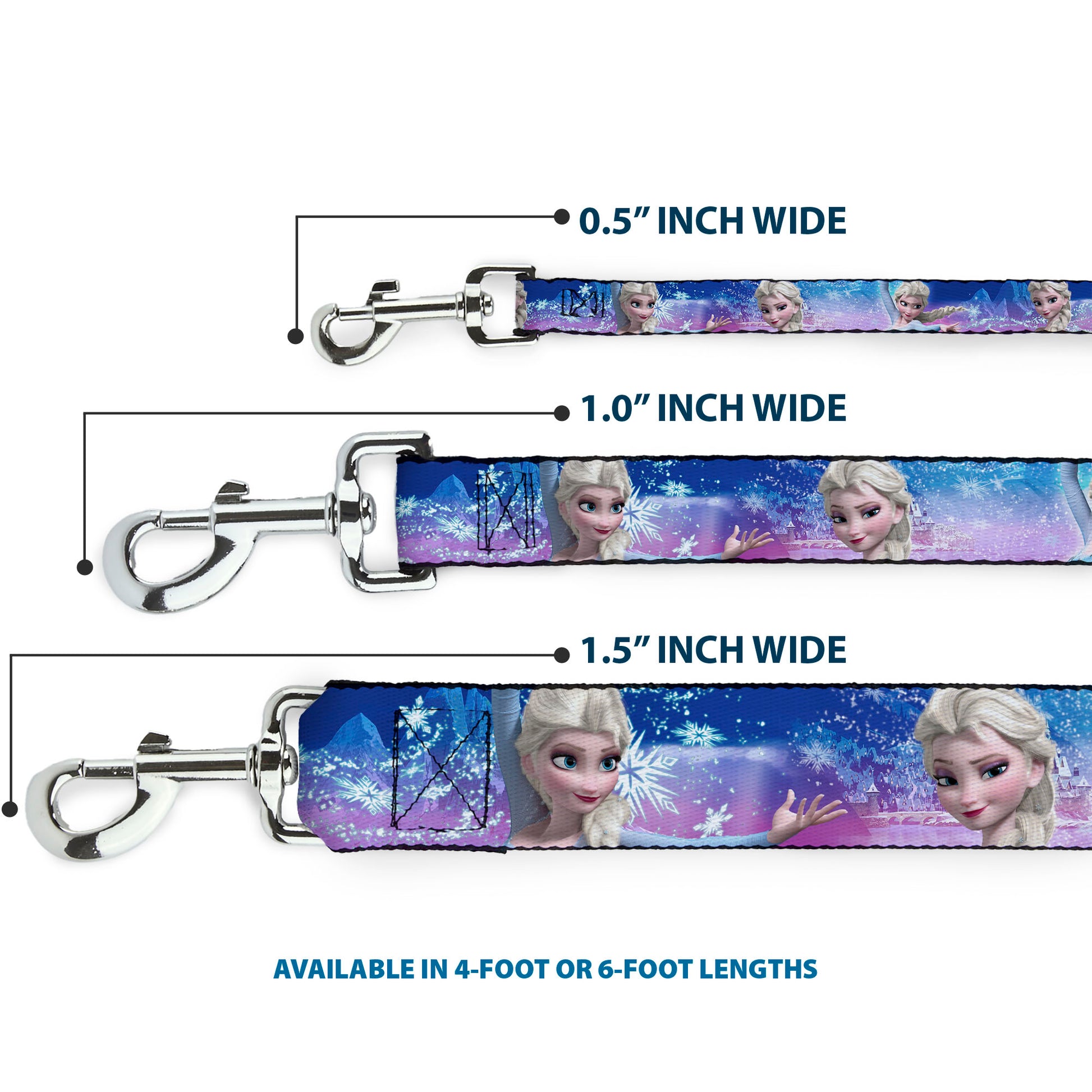 Dog Leash - Elsa the Snow Queen Poses/Castle & Snowy Mountains Blue-Pink Fade Dog Leashes Disney