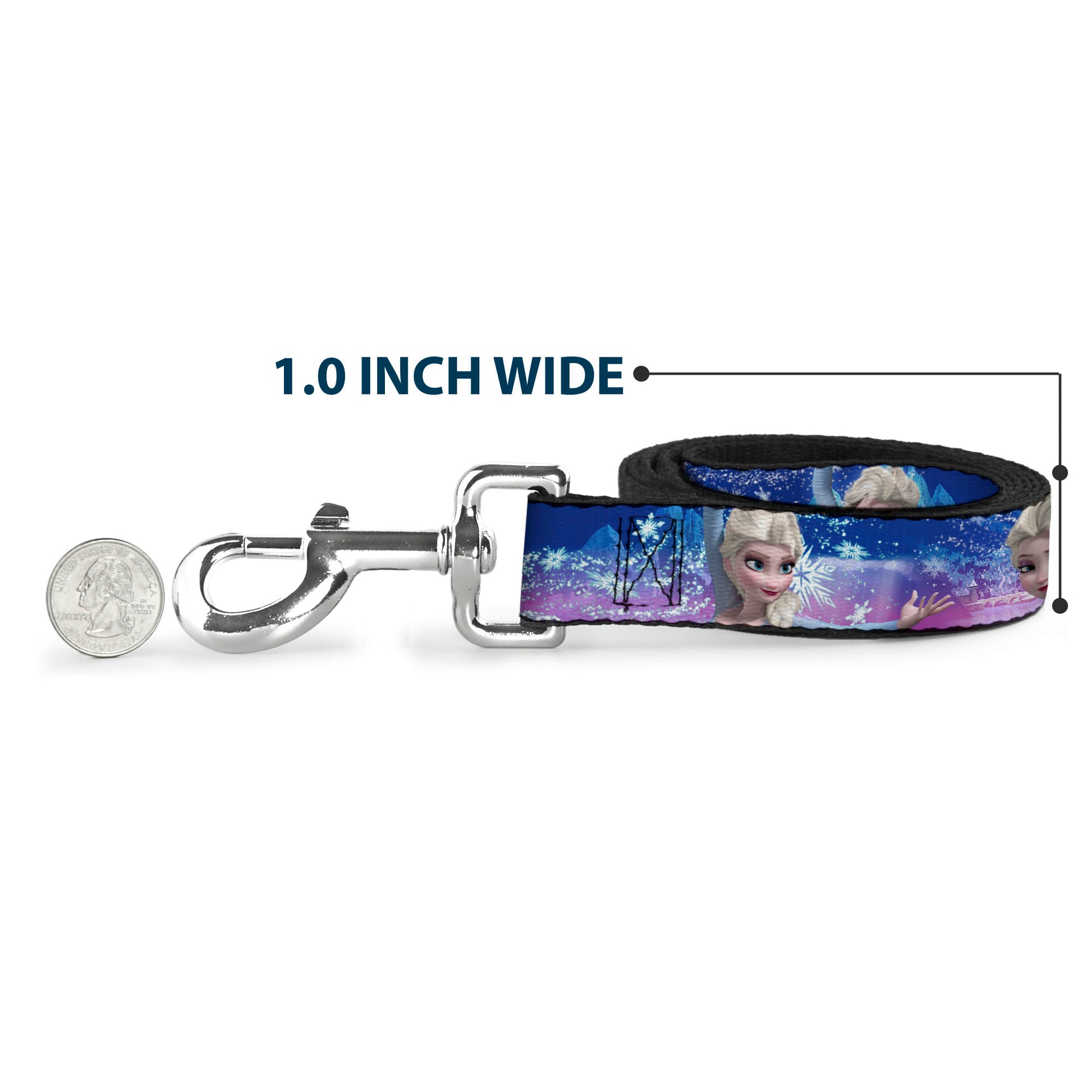 Dog Leash - Elsa the Snow Queen Poses/Castle & Snowy Mountains Blue-Pink Fade Dog Leashes Disney
