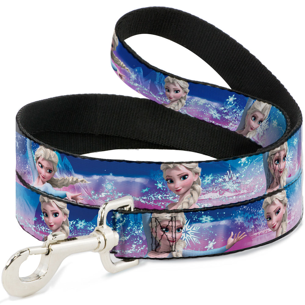 Dog Leash - Elsa the Snow Queen Poses/Castle & Snowy Mountains Blue-Pink Fade Dog Leashes Disney
