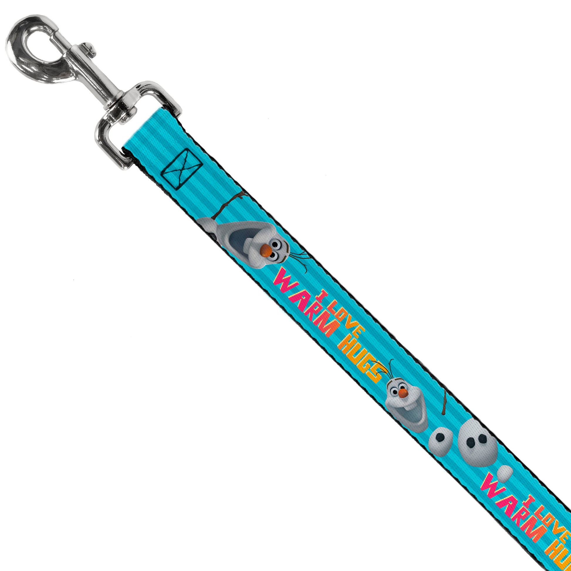 Dog Leash - Olaf Pose I LOVE WARM HUGS Stripe Blues Dog Leashes Disney