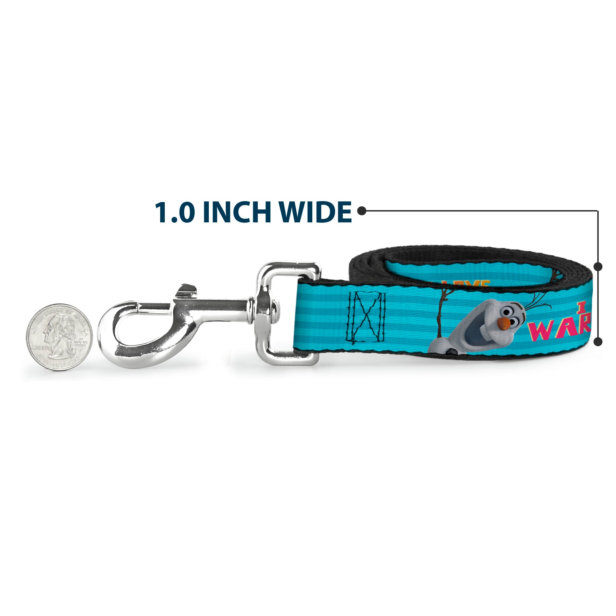 Dog Leash - Olaf Pose I LOVE WARM HUGS Stripe Blues Dog Leashes Disney