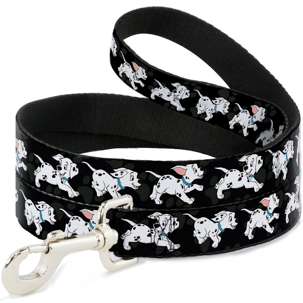 Dog Leash - Dalmatians Running/Paws Black/Gray/White/Black Dog Leashes Disney